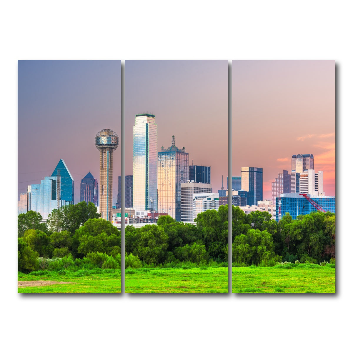 AUTO-MOCKUP WHITE | Dallas Skyline | 3 Piece | Gallery Wrap Canvas | group=8x18