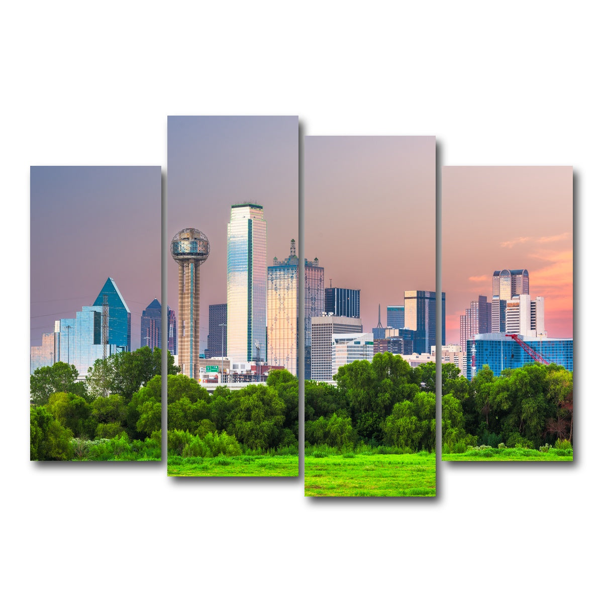 AUTO-MOCKUP WHITE | Dallas Skyline | 4 Piece | Gallery Wrap Canvas | group=4_normal