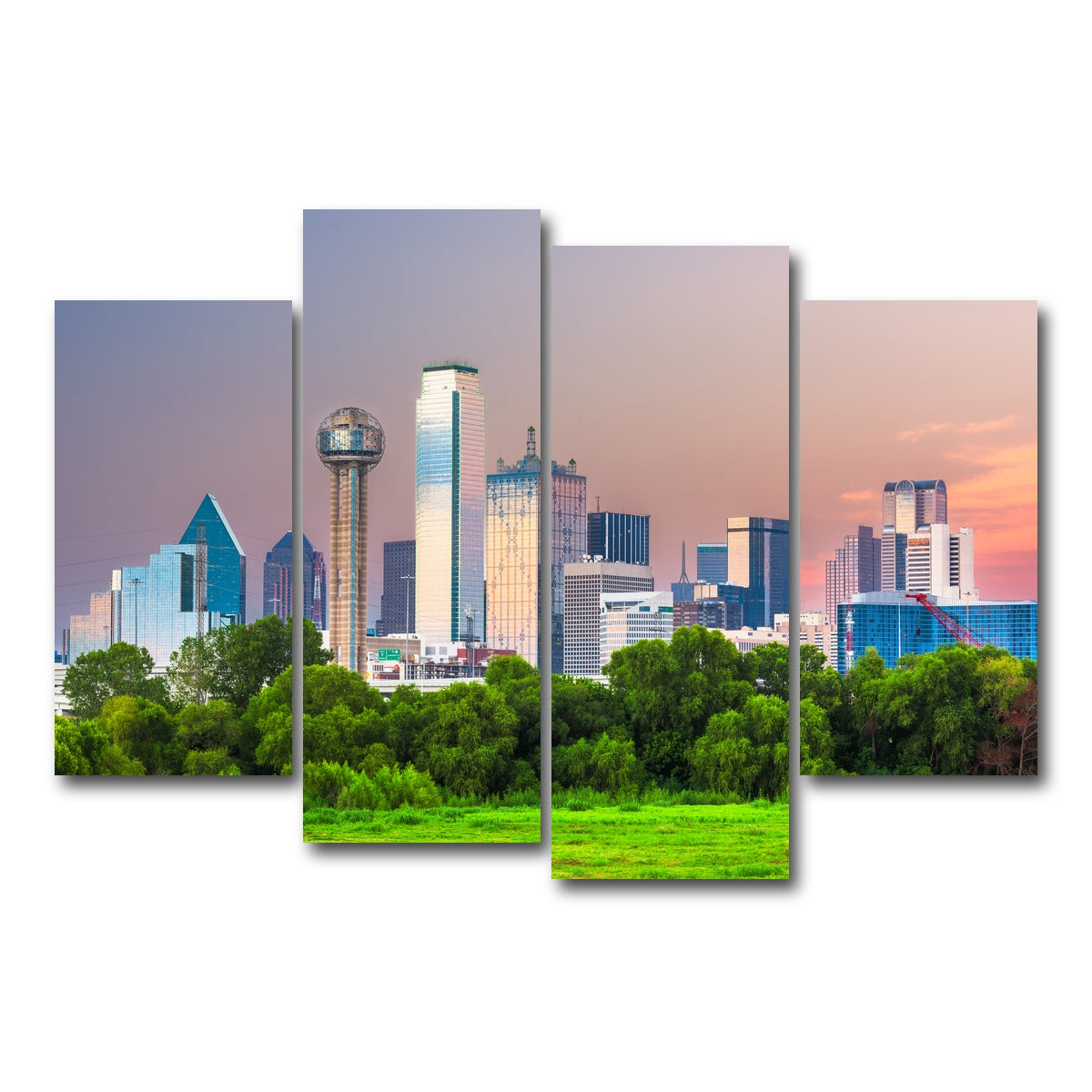 AUTO-MOCKUP WHITE | Dallas Skyline | 4 Piece | Gallery Wrap Canvas | group=4_short