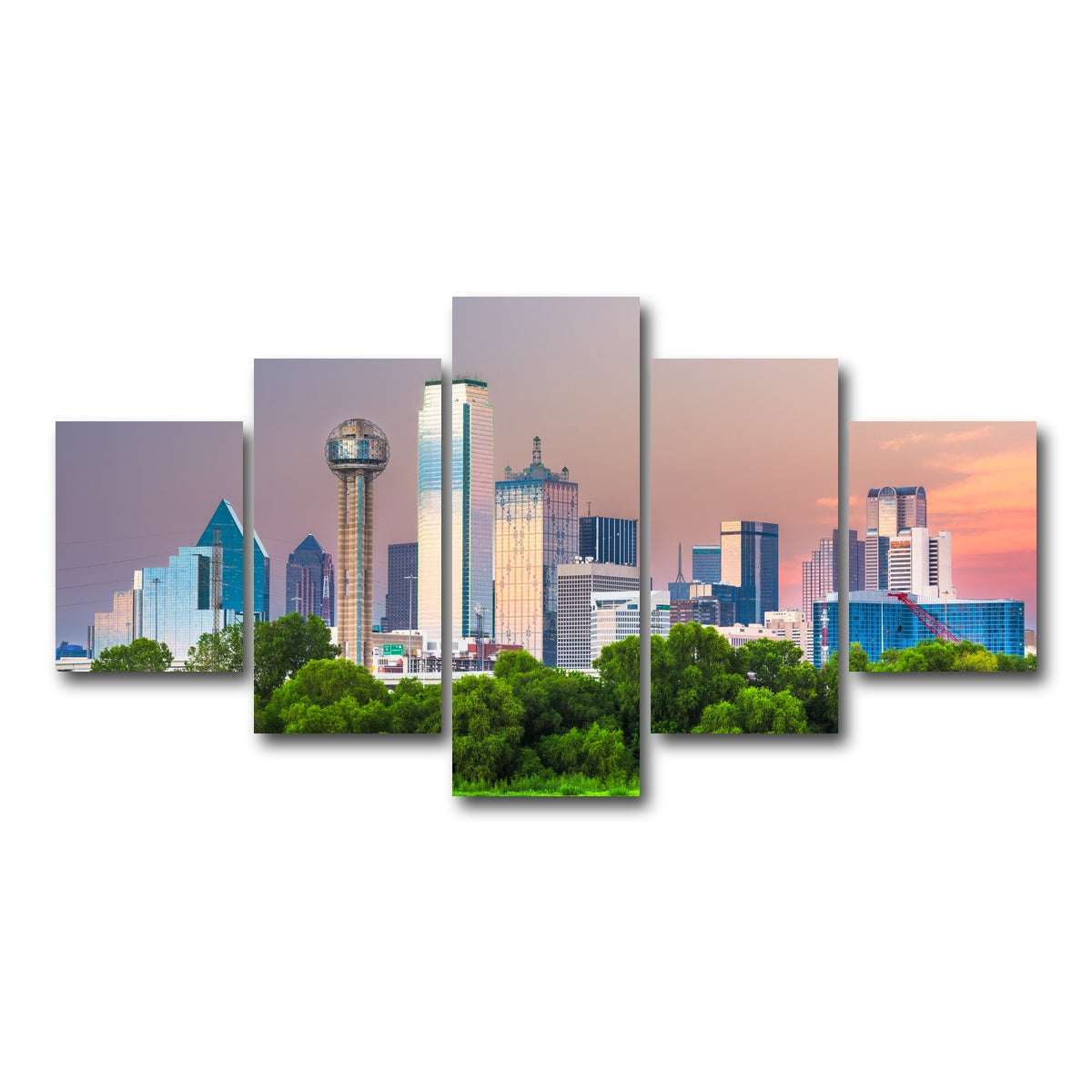 AUTO-MOCKUP WHITE | Dallas Skyline | 5 Piece | Gallery Wrap Canvas | group=5_short