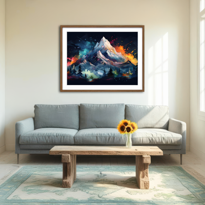 AUTO-MOCKUP ROOM | Dark Colored Mountain Wall Art