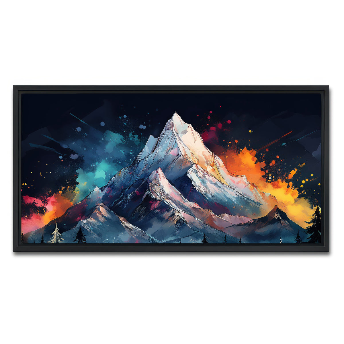 AUTO-MOCKUP WHITE | Dark Colored Mountain | 1 Piece | Black Framed Canvas | group=2x1