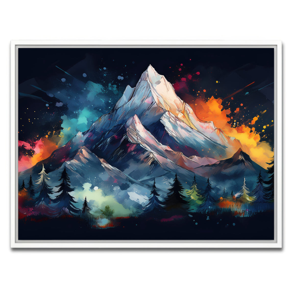AUTO-MOCKUP WHITE | Dark Colored Mountain | 1 Piece | White Framed Canvas | group=4x3