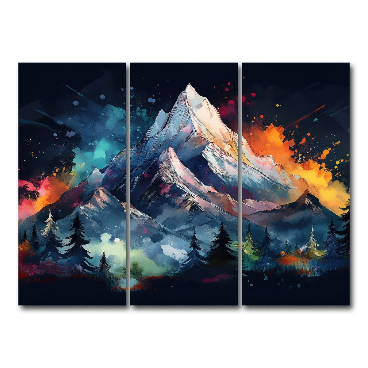 AUTO-MOCKUP WHITE | Dark Colored Mountain | 3 Piece | Gallery Wrap Canvas | group=8x18