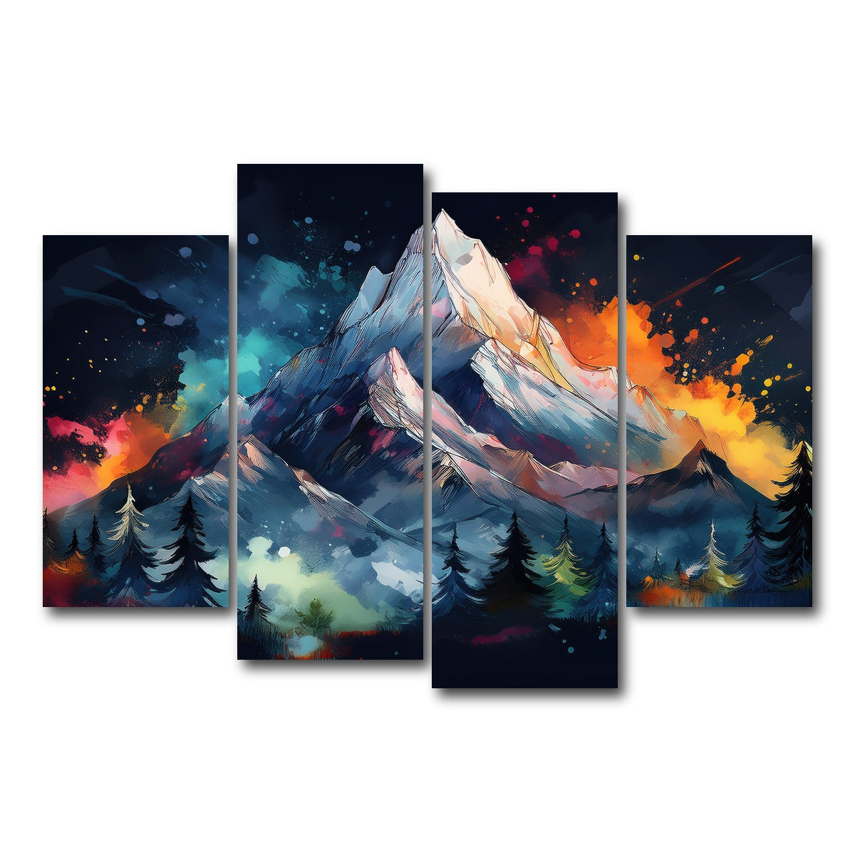 AUTO-MOCKUP WHITE | Dark Colored Mountain | 4 Piece | Gallery Wrap Canvas | group=4_short