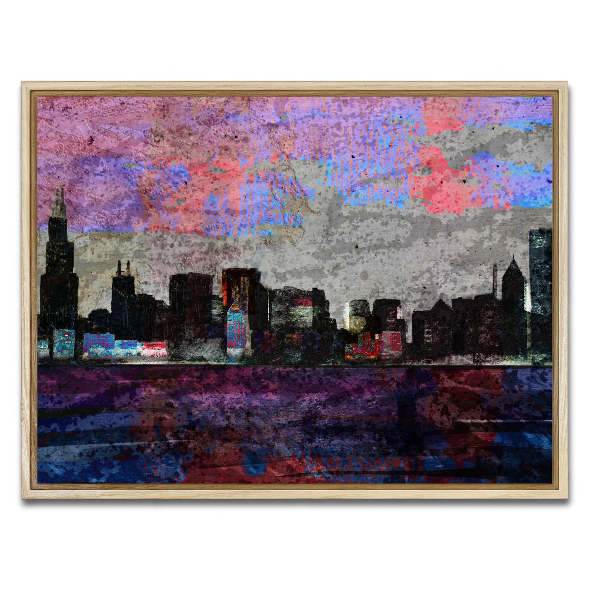 AUTO-MOCKUP WHITE | Dark chicago skyline | 1 Piece | Natural Framed Canvas | group=4x3
