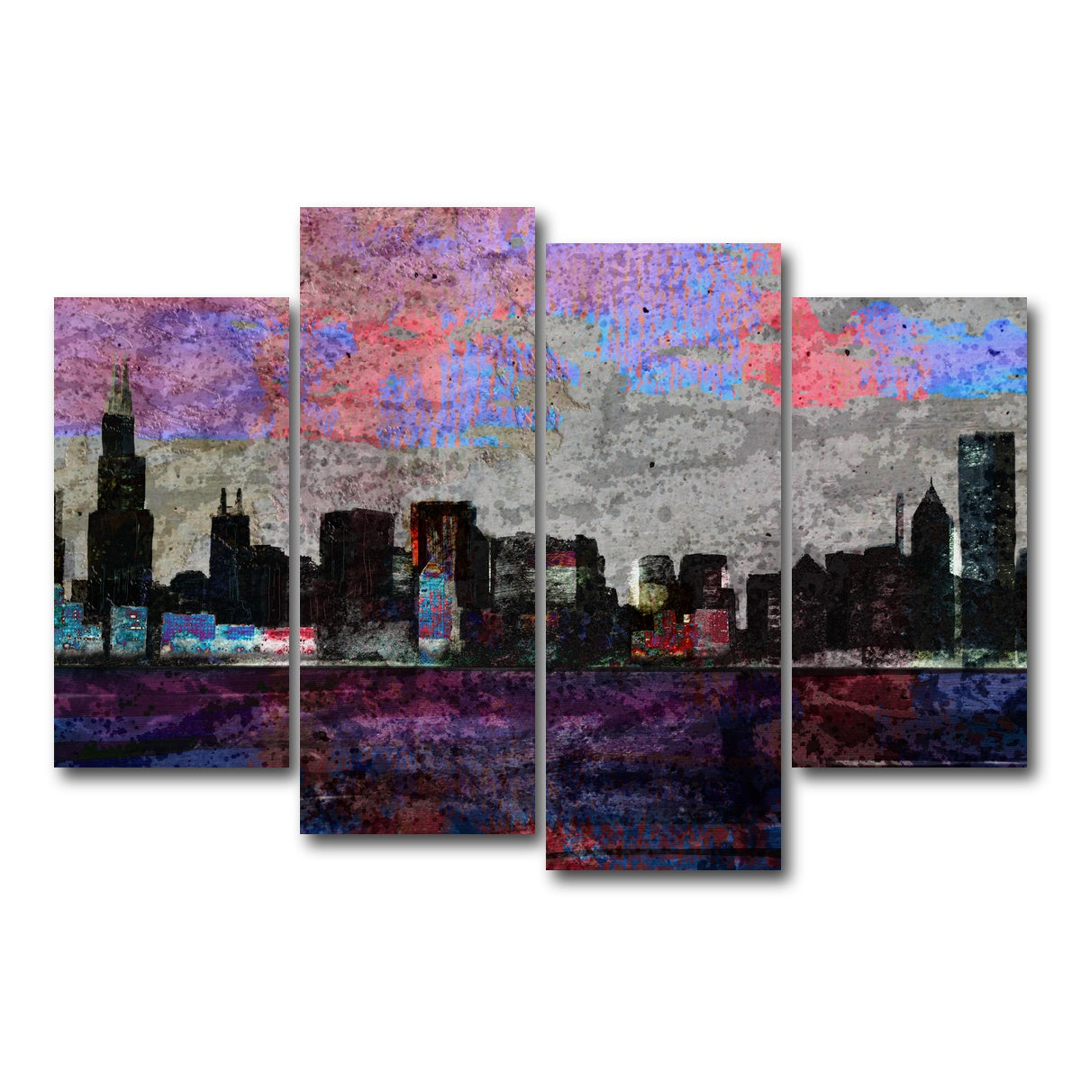 AUTO-MOCKUP WHITE | Dark chicago skyline | 4 Piece | Gallery Wrap Canvas | group=4_short