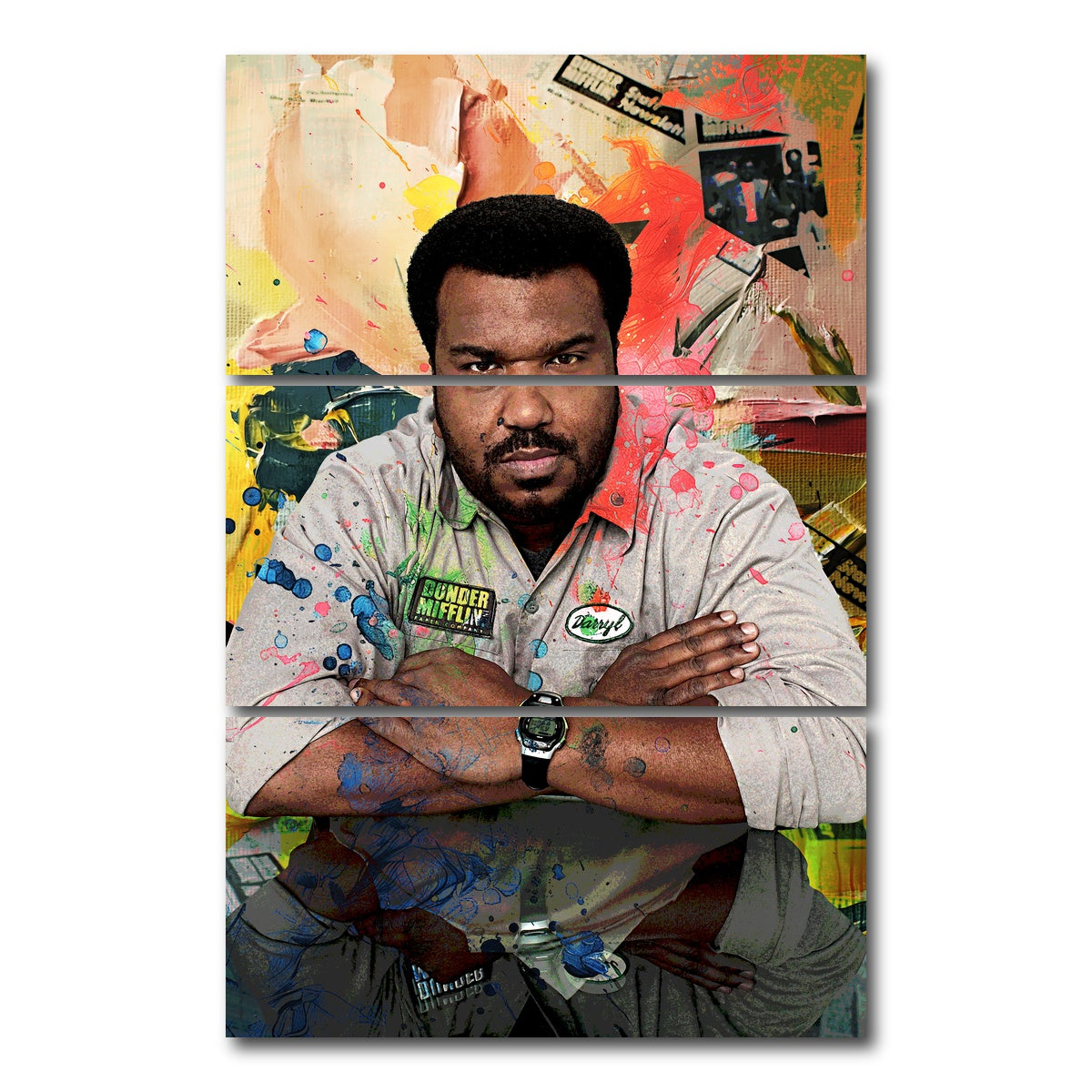 AUTO-MOCKUP WHITE | Darryl - The Office | 3 Piece | Gallery Wrap Canvas | group=12x24_stacked