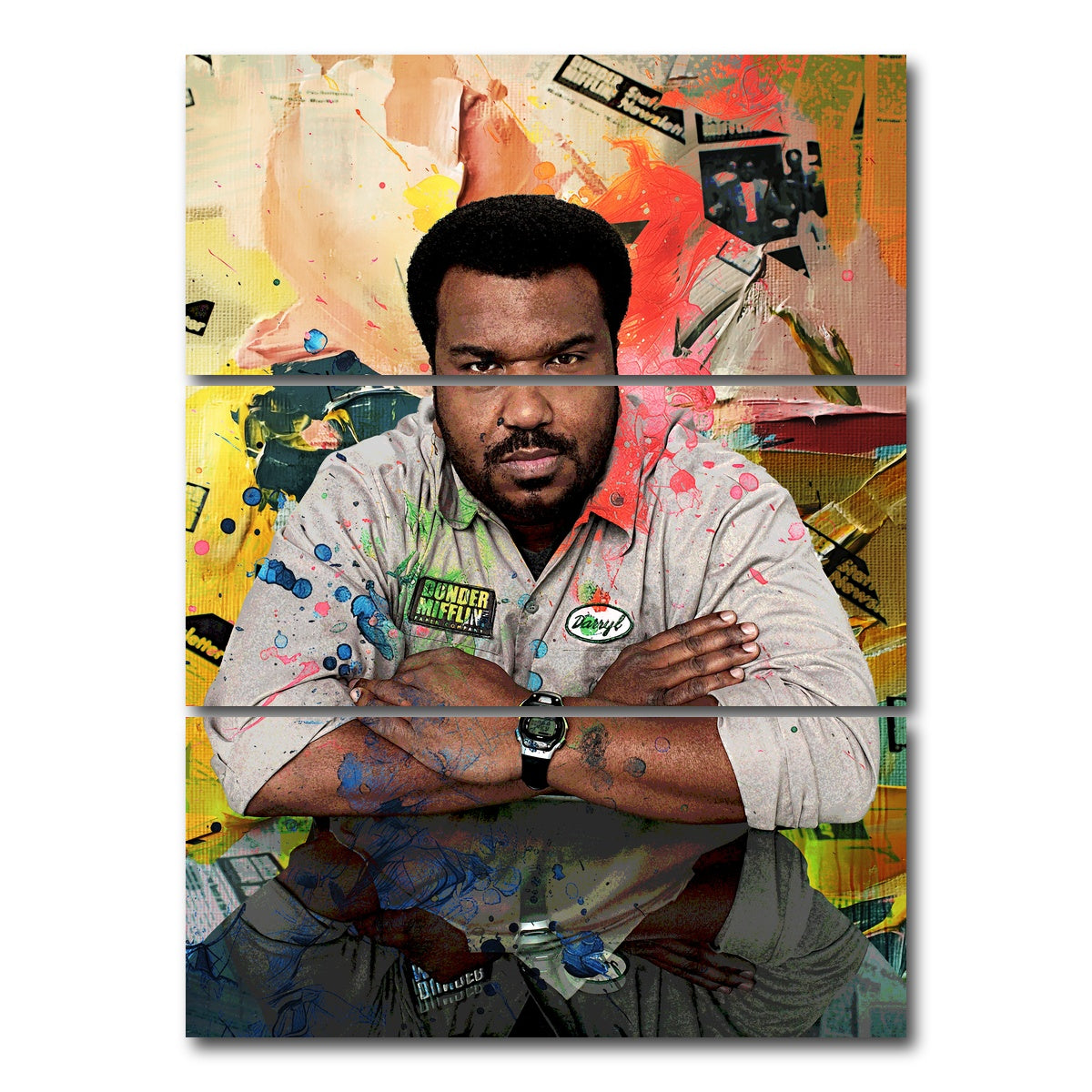 AUTO-MOCKUP WHITE | Darryl - The Office | 3 Piece | Gallery Wrap Canvas | group=8x18_stacked