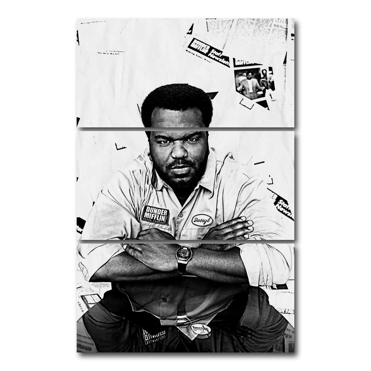 AUTO-MOCKUP WHITE | Darryl Grayscale | 3 Piece | Gallery Wrap Canvas | group=12x24_stacked