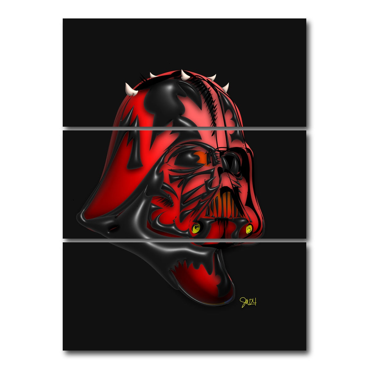 AUTO-MOCKUP WHITE | Darth Vader Maul | 3 Piece | Gallery Wrap Canvas | group=8x18_stacked