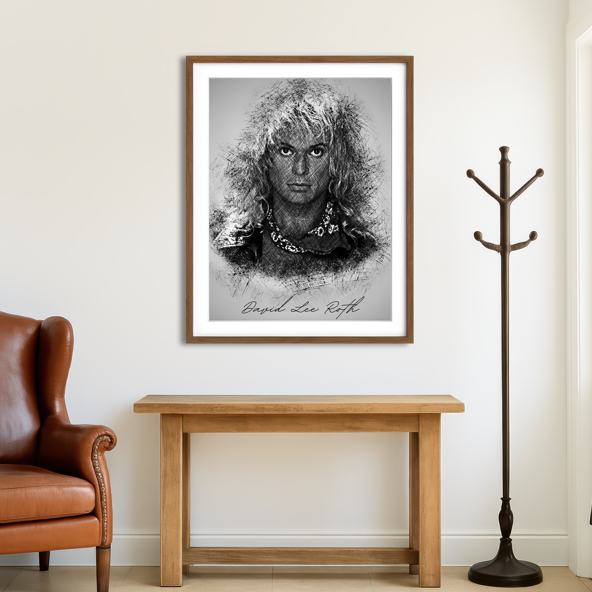AUTO-MOCKUP ROOM | David Lee Roth Sketch Wall Art