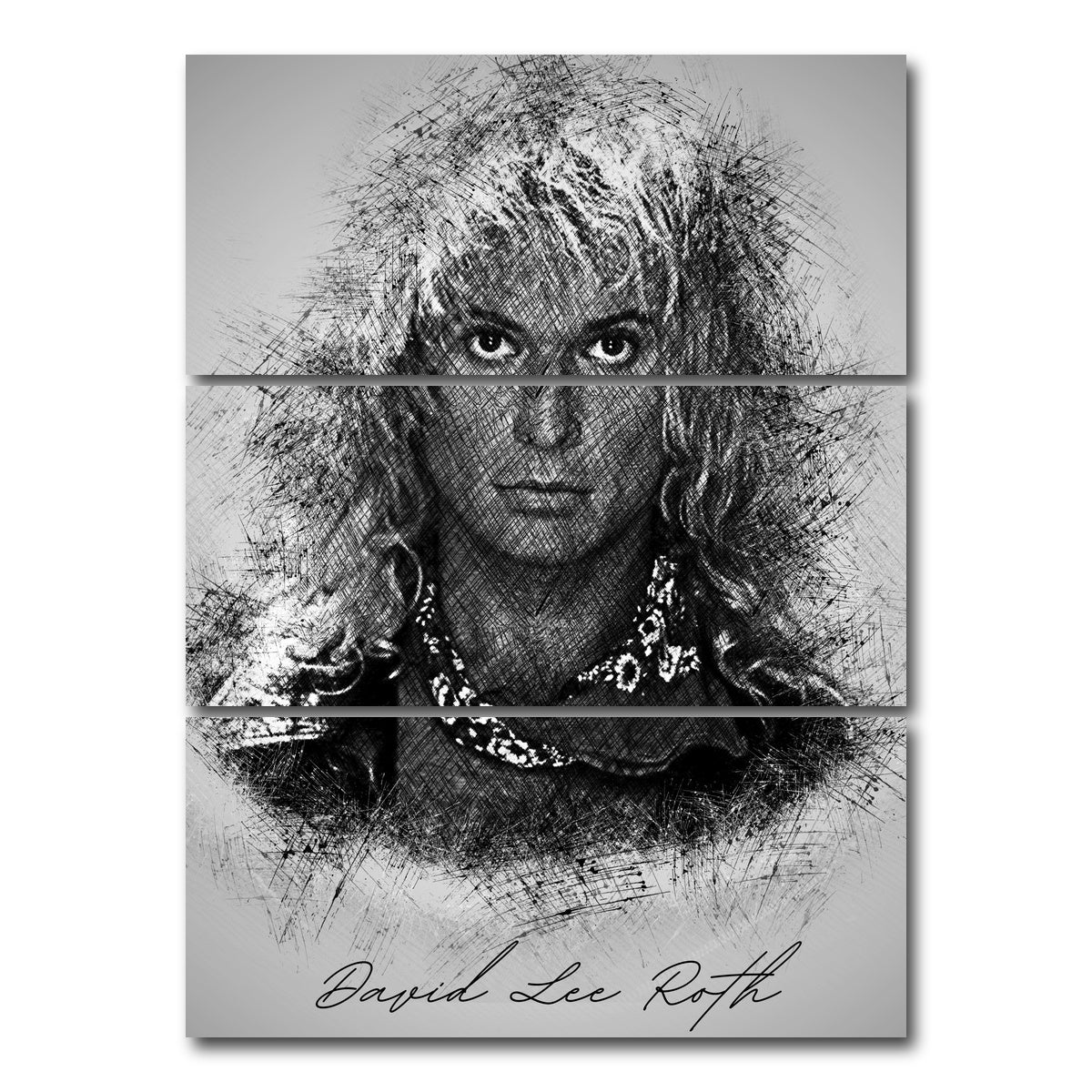 AUTO-MOCKUP WHITE | David Lee Roth Sketch | 3 Piece | Gallery Wrap Canvas | group=8x18_stacked