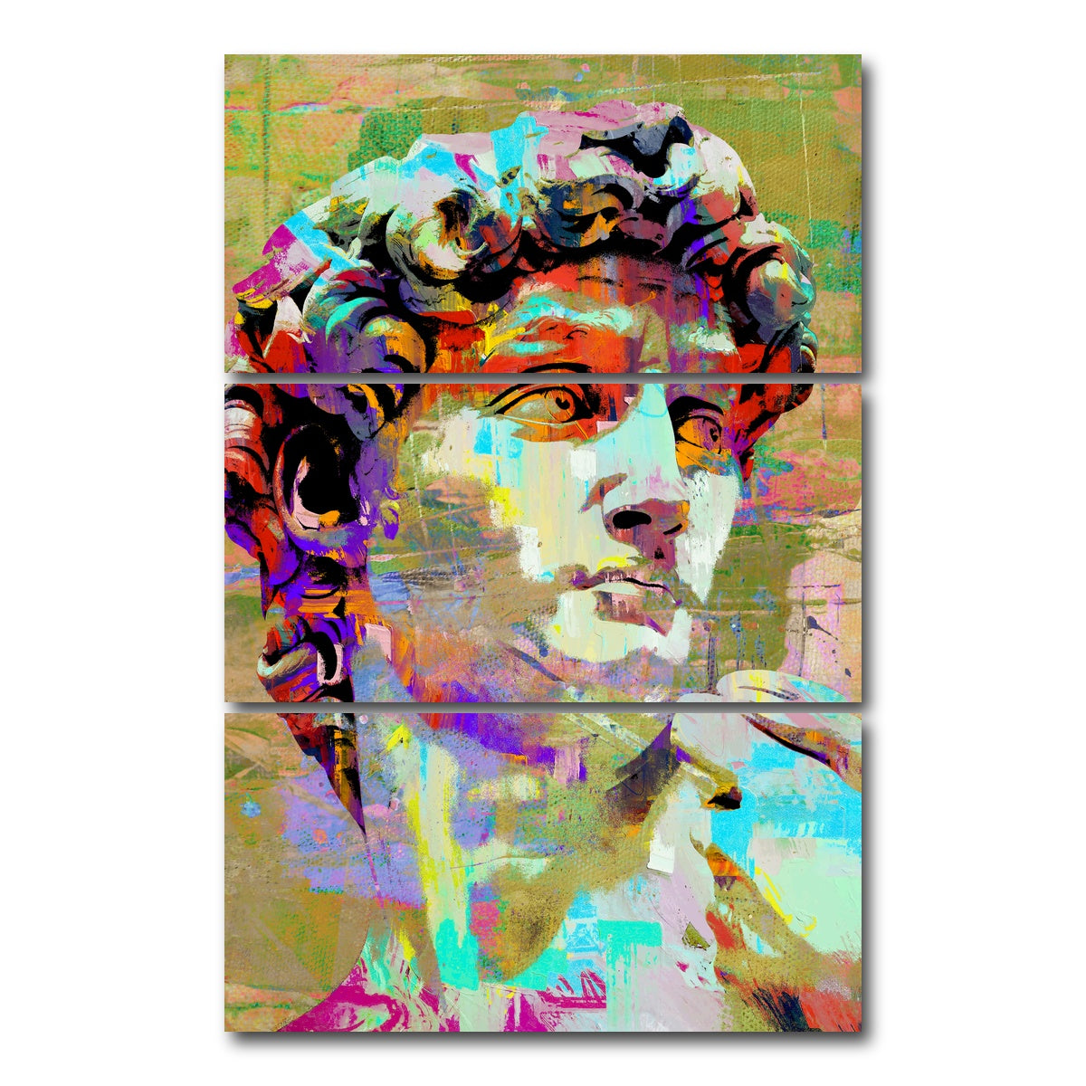 AUTO-MOCKUP WHITE | David of Michelangelo | 3 Piece | Gallery Wrap Canvas | group=12x24_stacked