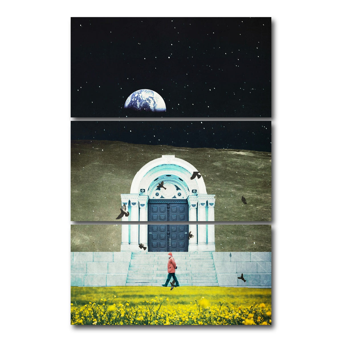 AUTO-MOCKUP WHITE | Day Night Stroll Gate | 3 Piece | Gallery Wrap Canvas | group=12x24_stacked