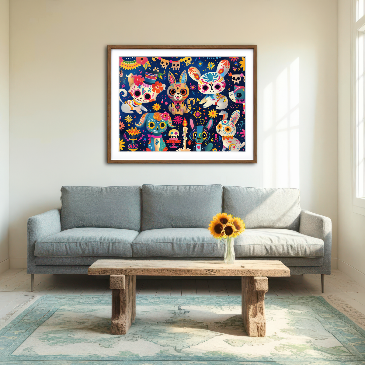 AUTO-MOCKUP ROOM | Day of the Dead Animals Wall Art