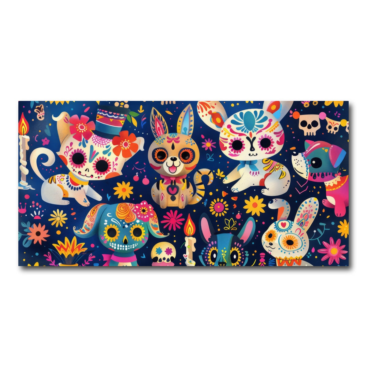 AUTO-MOCKUP WHITE | Day of the Dead Animals | 1 Piece | Gallery Wrap Canvas | group=2x1