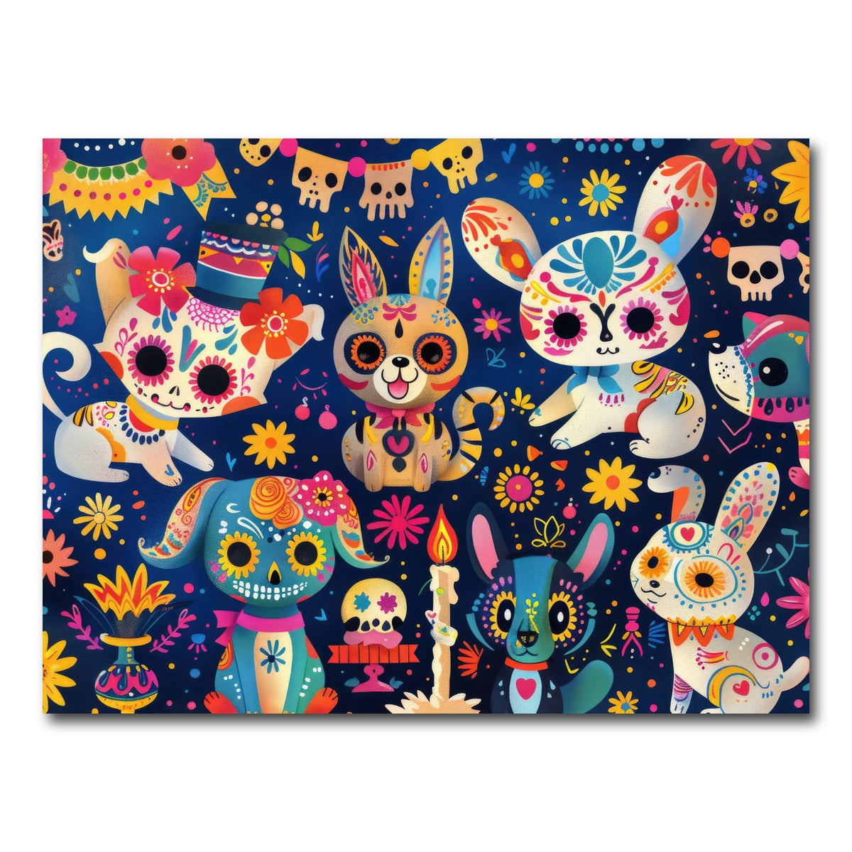 AUTO-MOCKUP WHITE | Day of the Dead Animals | 1 Piece | Gallery Wrap Canvas | group=4x3