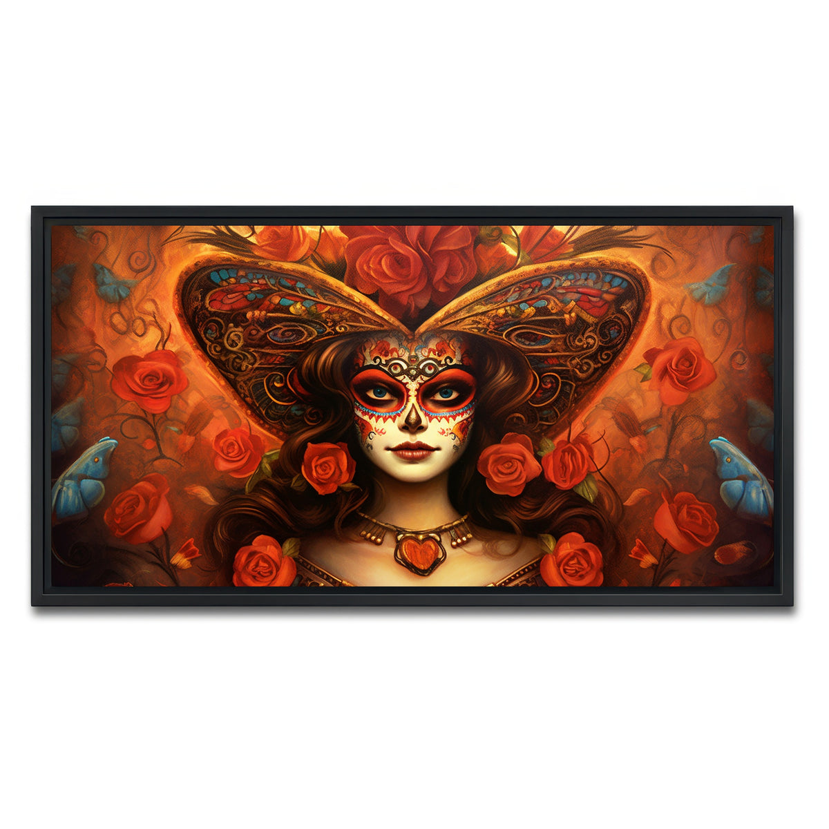 AUTO-MOCKUP WHITE | Day of the Dead Art | 1 Piece | Black Framed Canvas | group=2x1