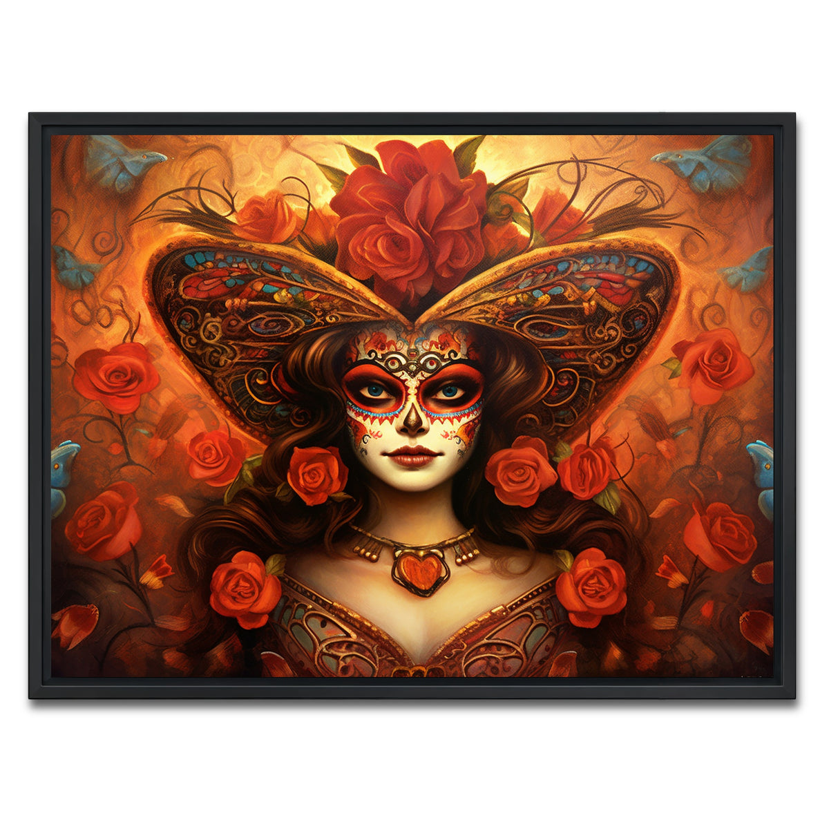 AUTO-MOCKUP WHITE | Day of the Dead Art | 1 Piece | Black Framed Canvas | group=4x3
