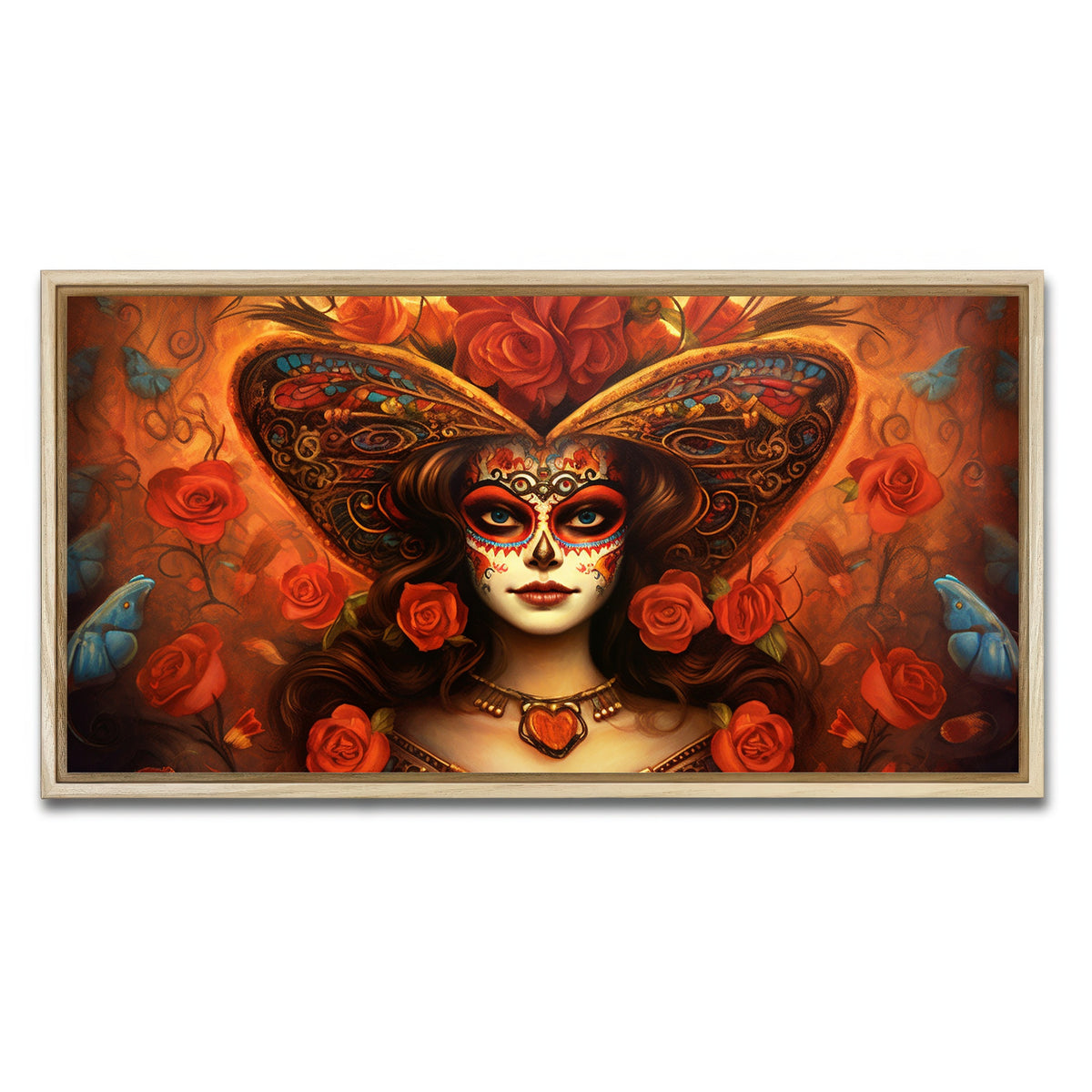AUTO-MOCKUP WHITE | Day of the Dead Art | 1 Piece | Natural Framed Canvas | group=2x1