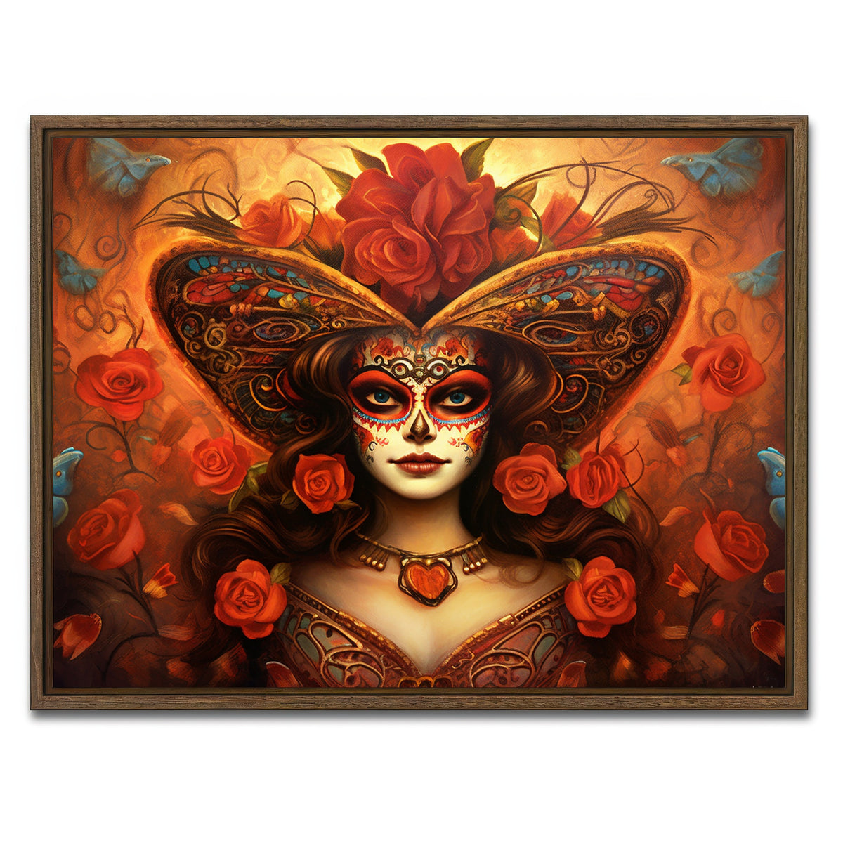 AUTO-MOCKUP WHITE | Day of the Dead Art | 1 Piece | Walnut Framed Canvas | group=4x3
