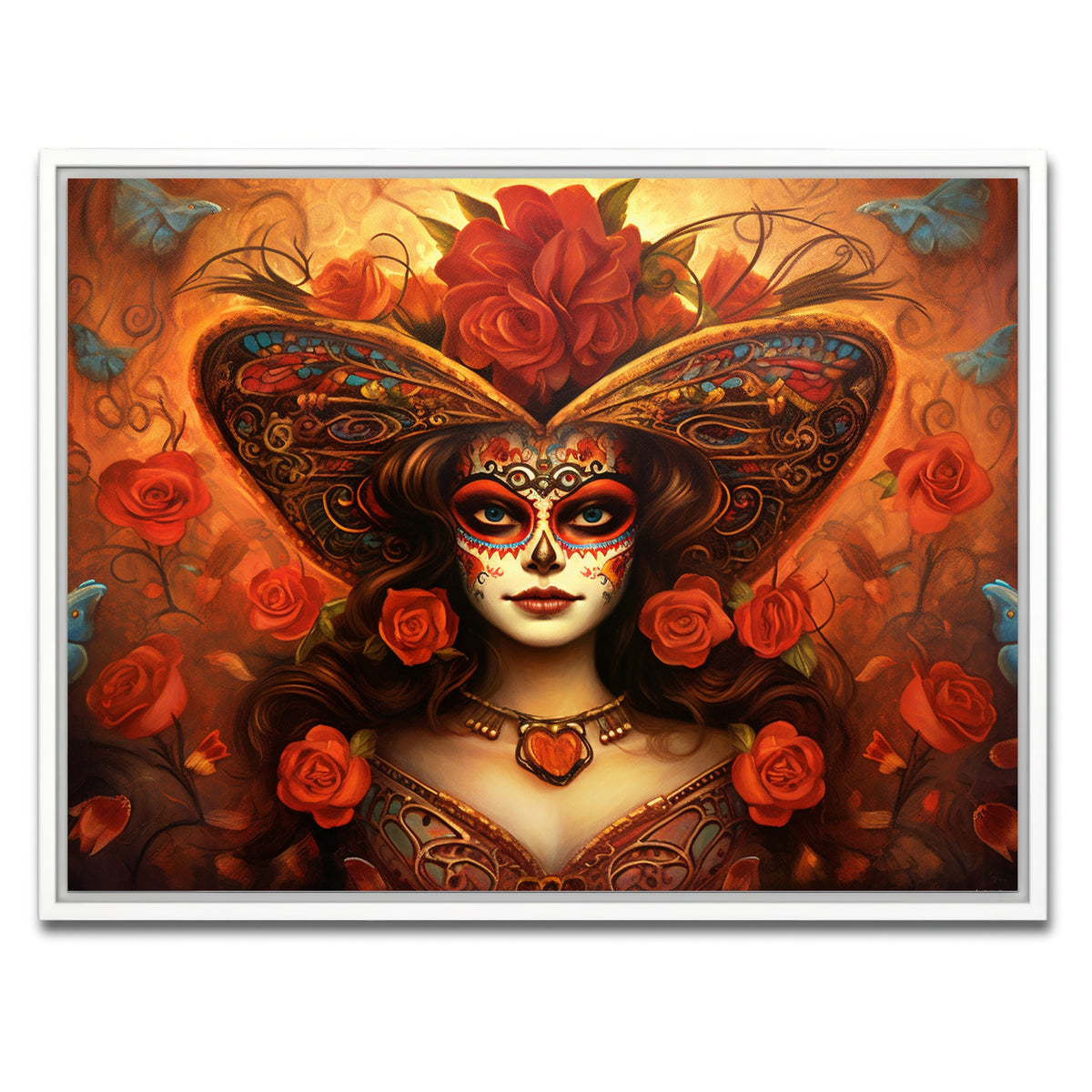 AUTO-MOCKUP WHITE | Day of the Dead Art | 1 Piece | White Framed Canvas | group=4x3