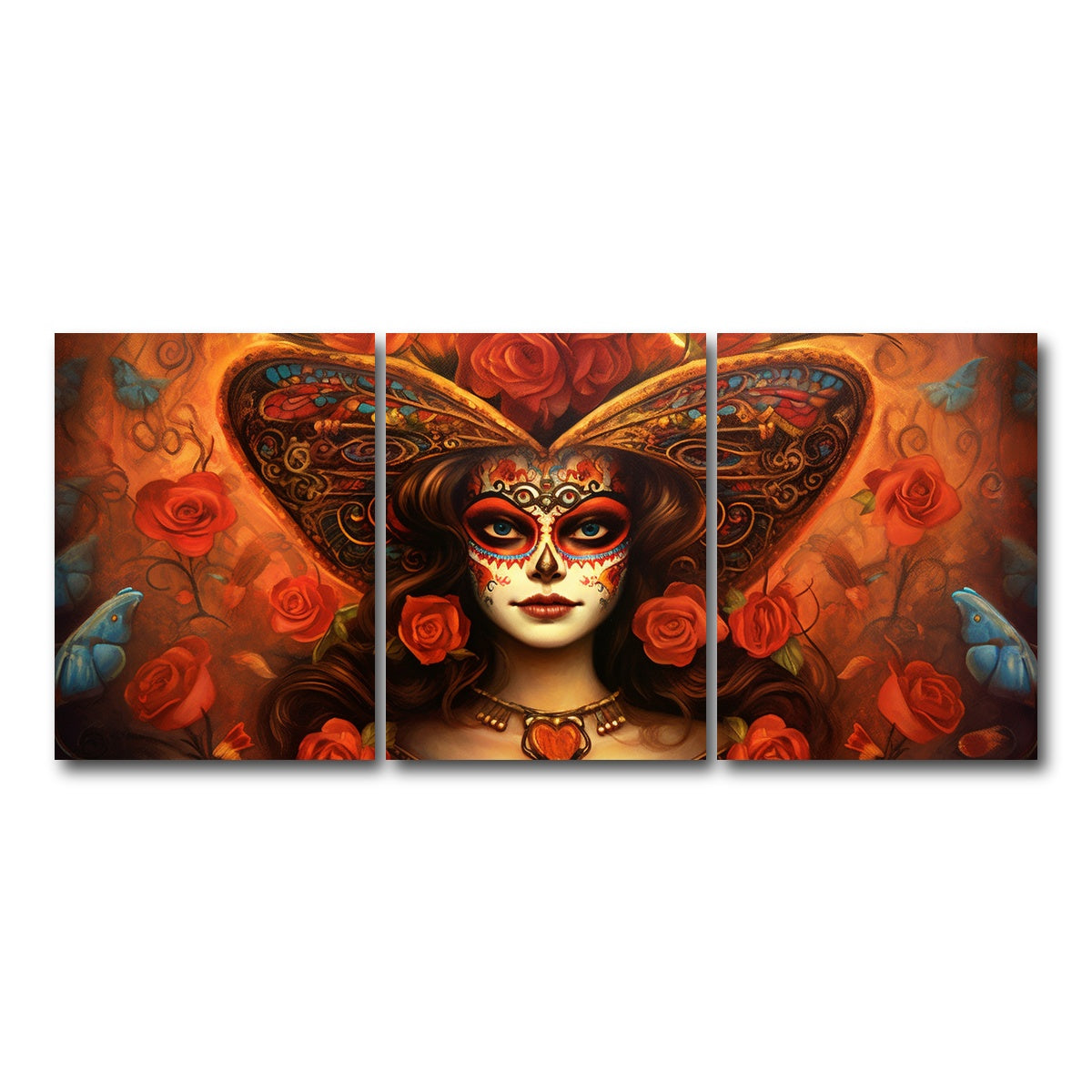 AUTO-MOCKUP WHITE | Day of the Dead Art | 3 Piece | Gallery Wrap Canvas | group=18x24