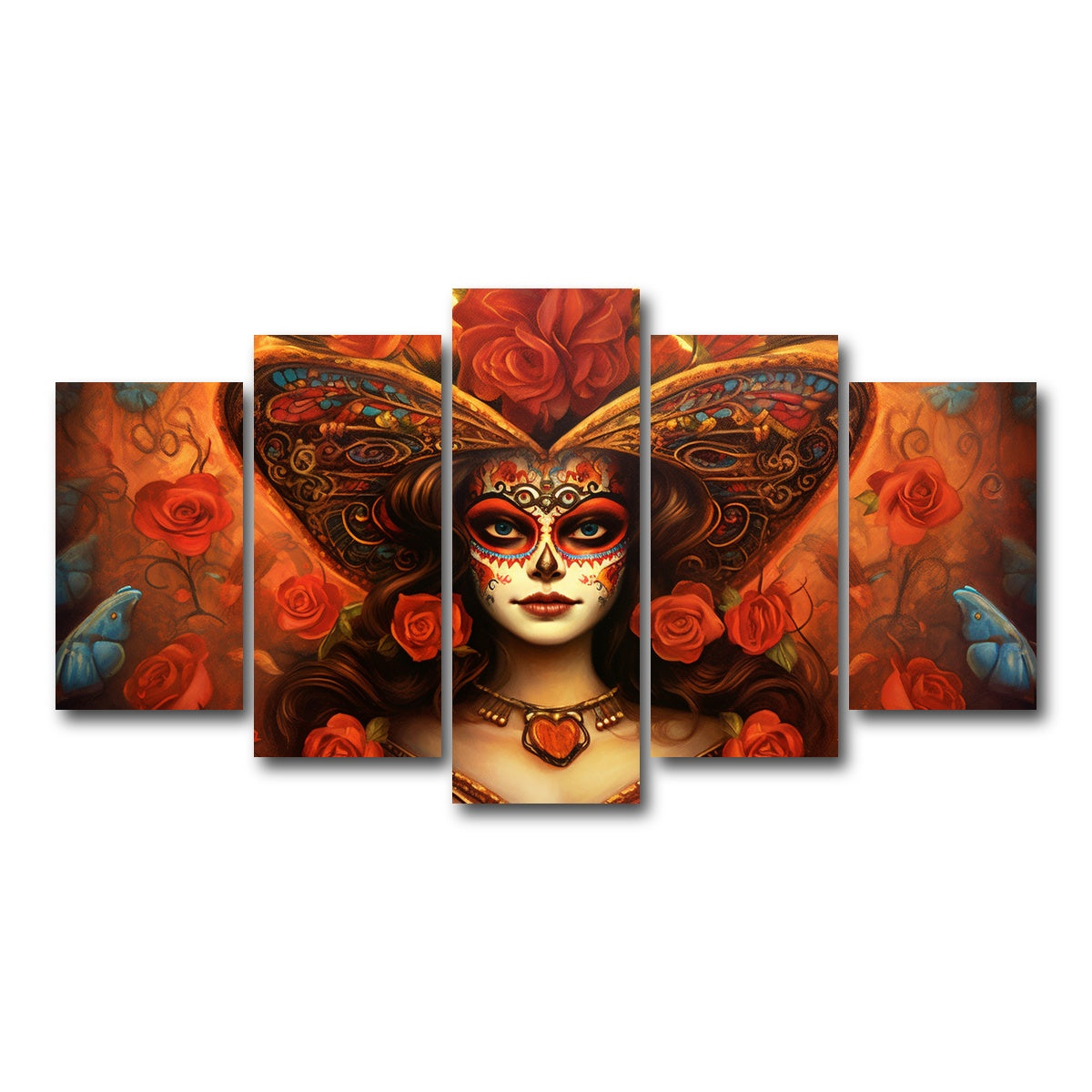 AUTO-MOCKUP WHITE | Day of the Dead Art | 5 Piece | Gallery Wrap Canvas | group=5_normal