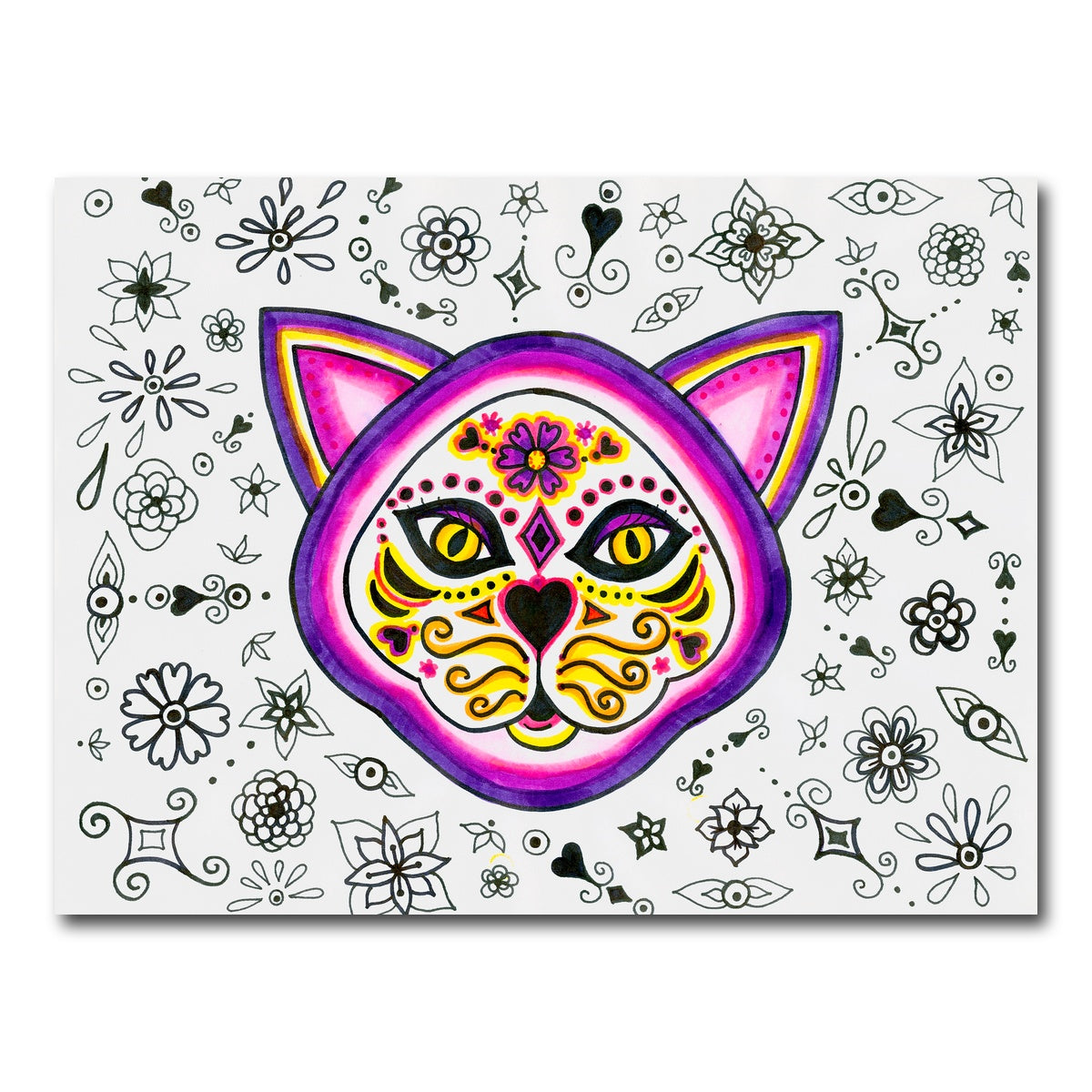 AUTO-MOCKUP WHITE | Day of the Dead Cat Skeleton | 1 Piece | Gallery Wrap Canvas | group=4x3