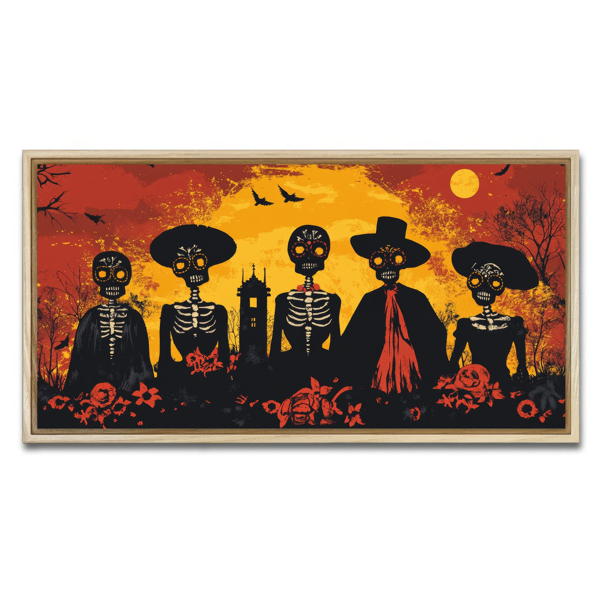 AUTO-MOCKUP WHITE | Day of the Dead Celebration | 1 Piece | Natural Framed Canvas | group=2x1