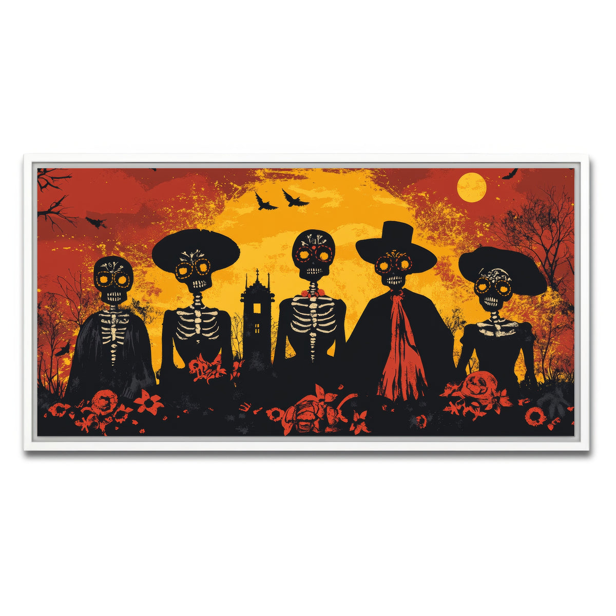 AUTO-MOCKUP WHITE | Day of the Dead Celebration | 1 Piece | White Framed Canvas | group=2x1