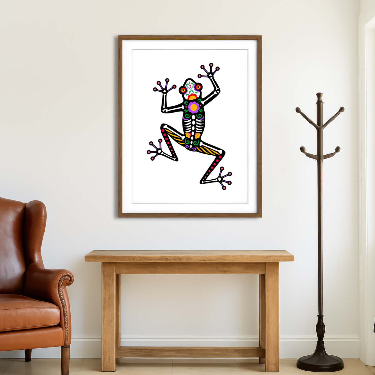 AUTO-MOCKUP ROOM | Day of the Dead Frog Skeleton Wall Art