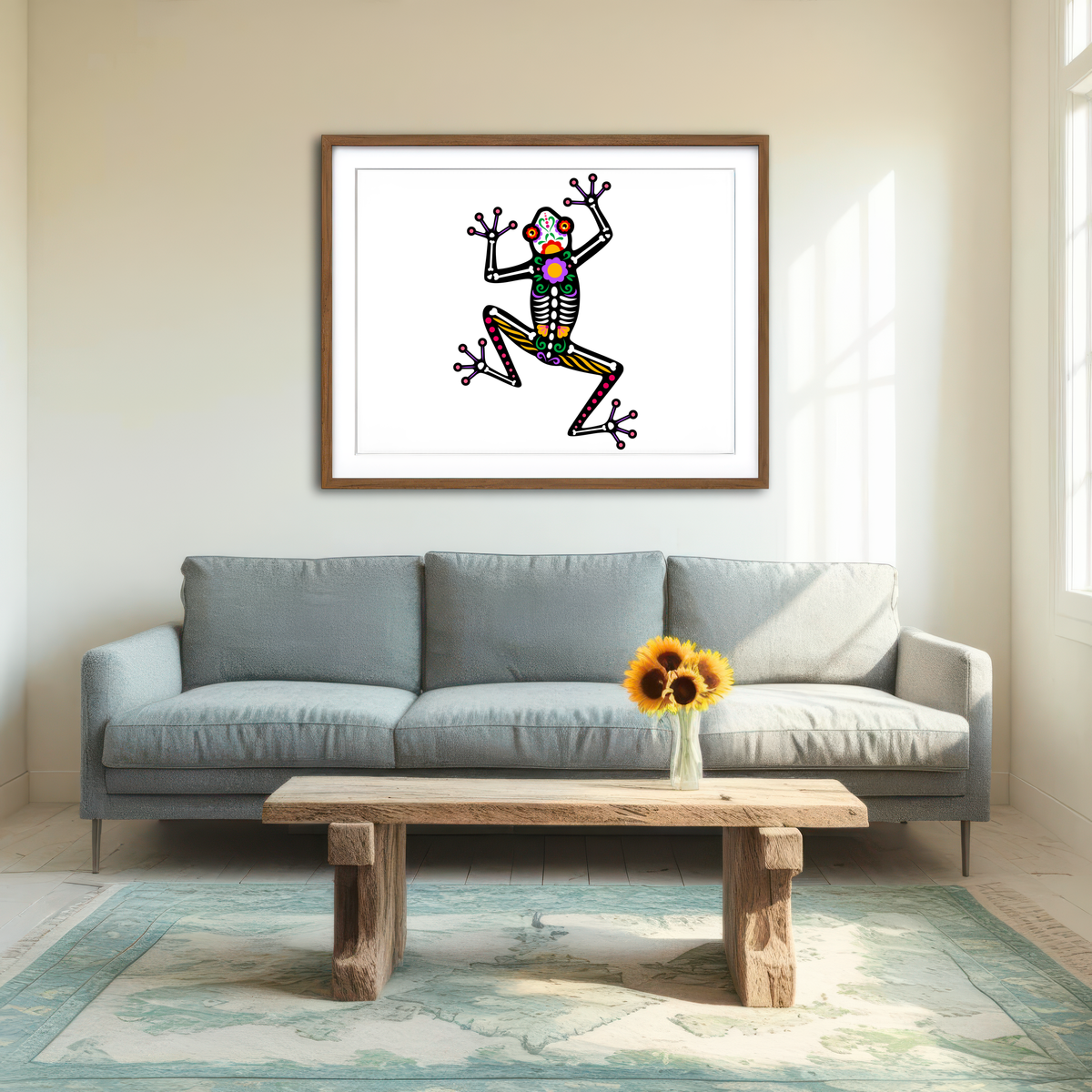 AUTO-MOCKUP ROOM | Day of the Dead Frog Skeleton Wall Art
