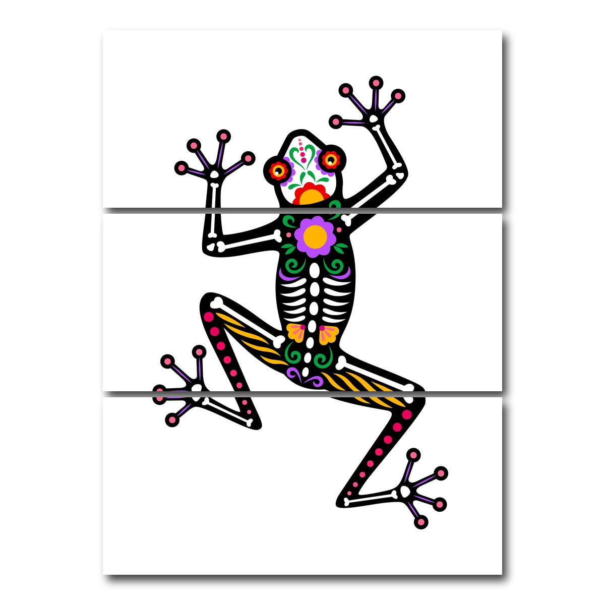 AUTO-MOCKUP WHITE | Day of the Dead Frog Skeleton | 3 Piece | Gallery Wrap Canvas | group=8x18_stacked