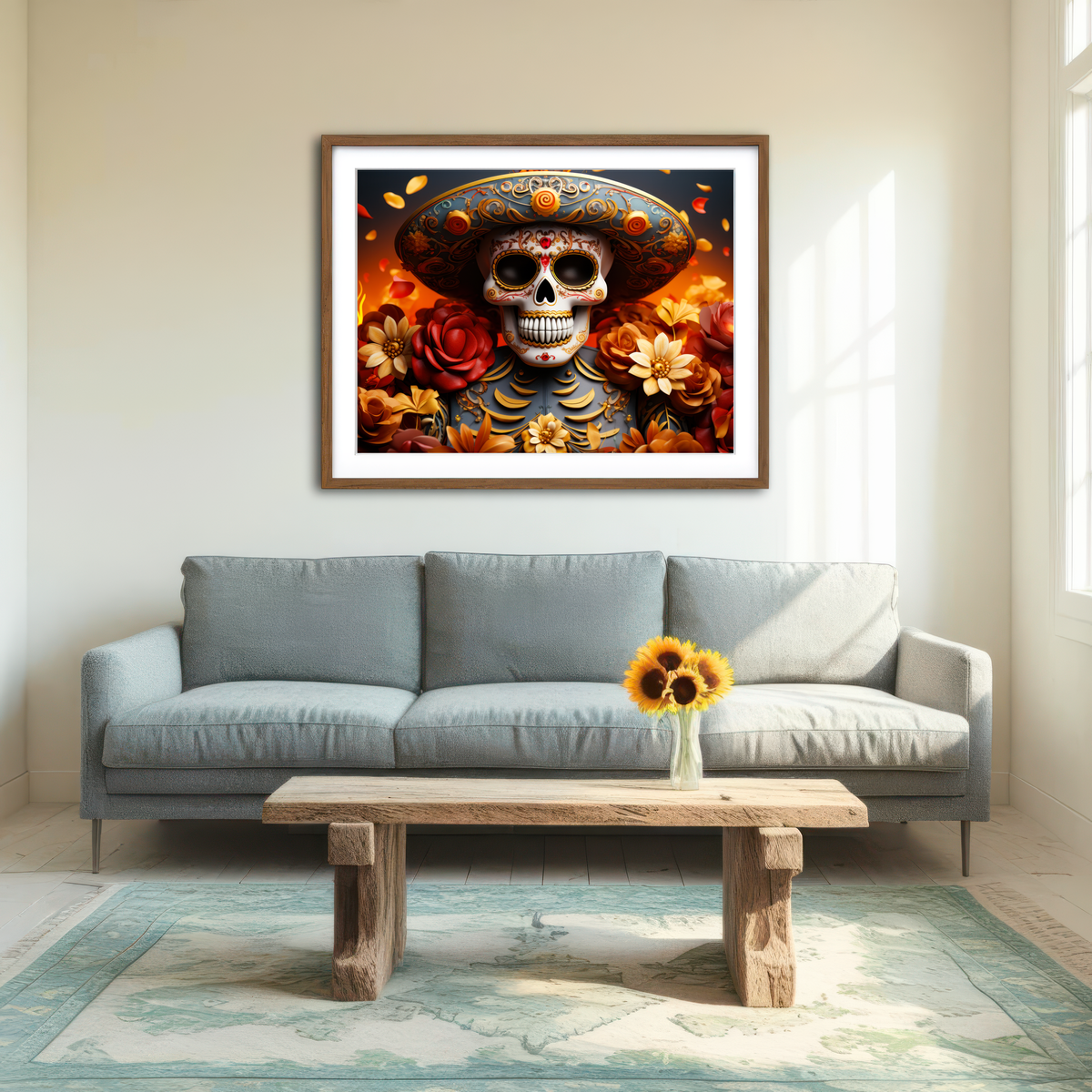 AUTO-MOCKUP ROOM | Day of the Dead Skull Wall Art
