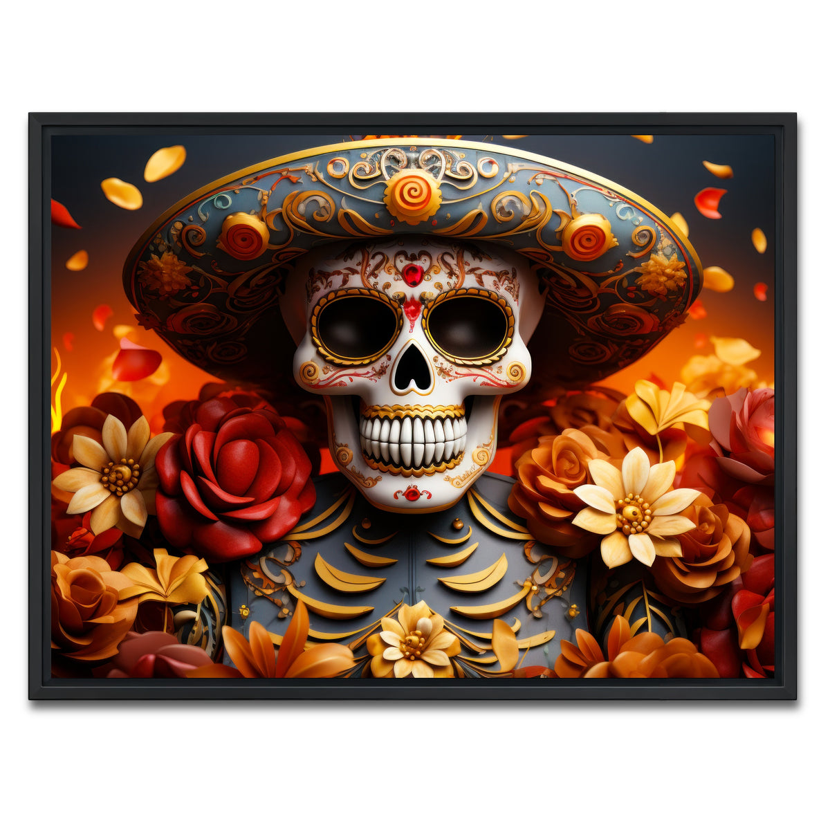 AUTO-MOCKUP WHITE | Day of the Dead Skull | 1 Piece | Black Framed Canvas | group=4x3