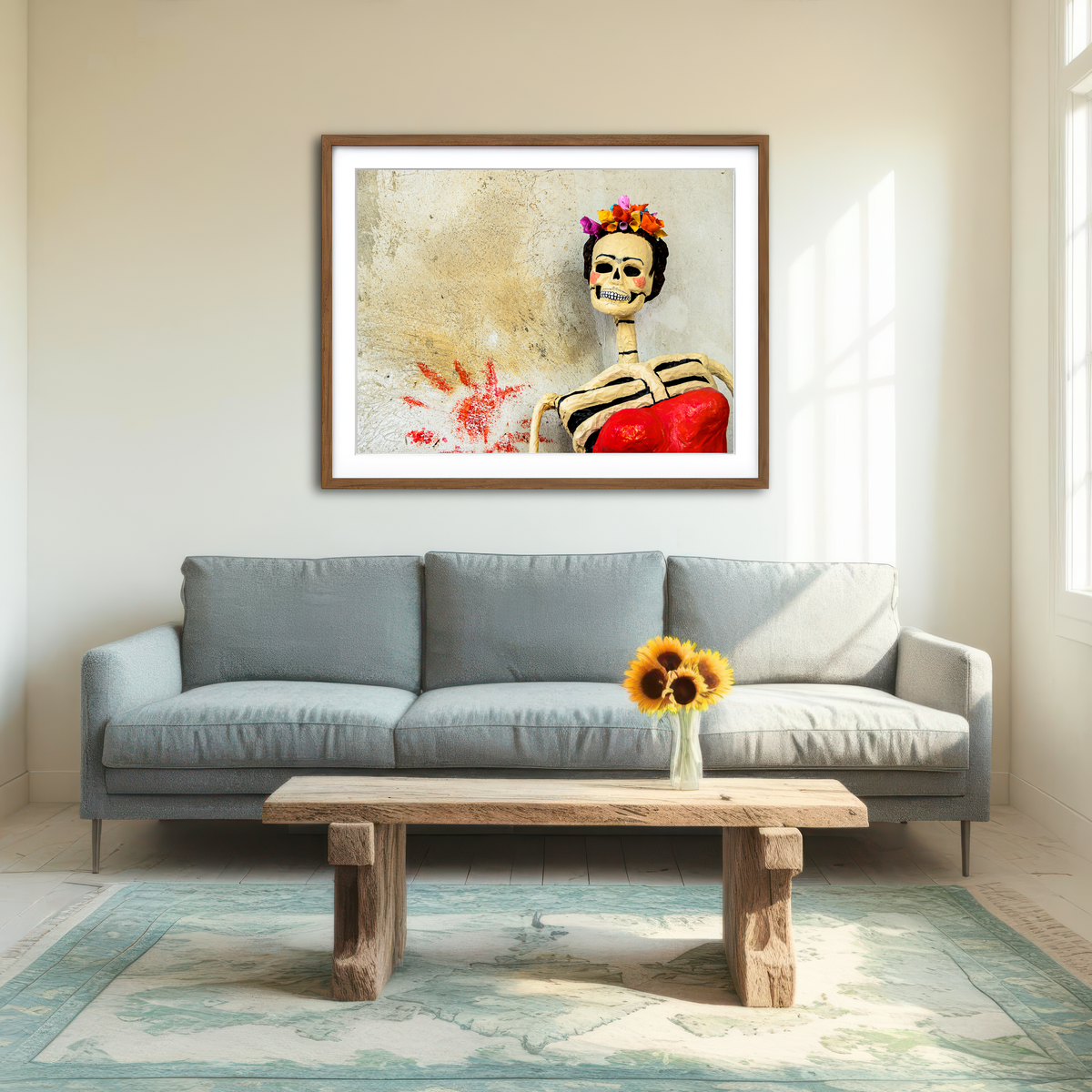 AUTO-MOCKUP ROOM | Day of the dead Catrina Skeleton Wall Art