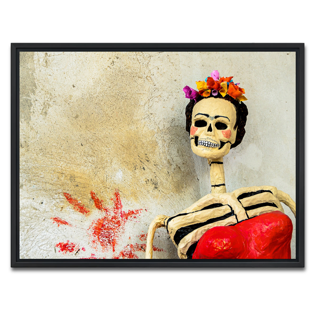 AUTO-MOCKUP WHITE | Day of the dead Catrina Skeleton | 1 Piece | Black Framed Canvas | group=4x3