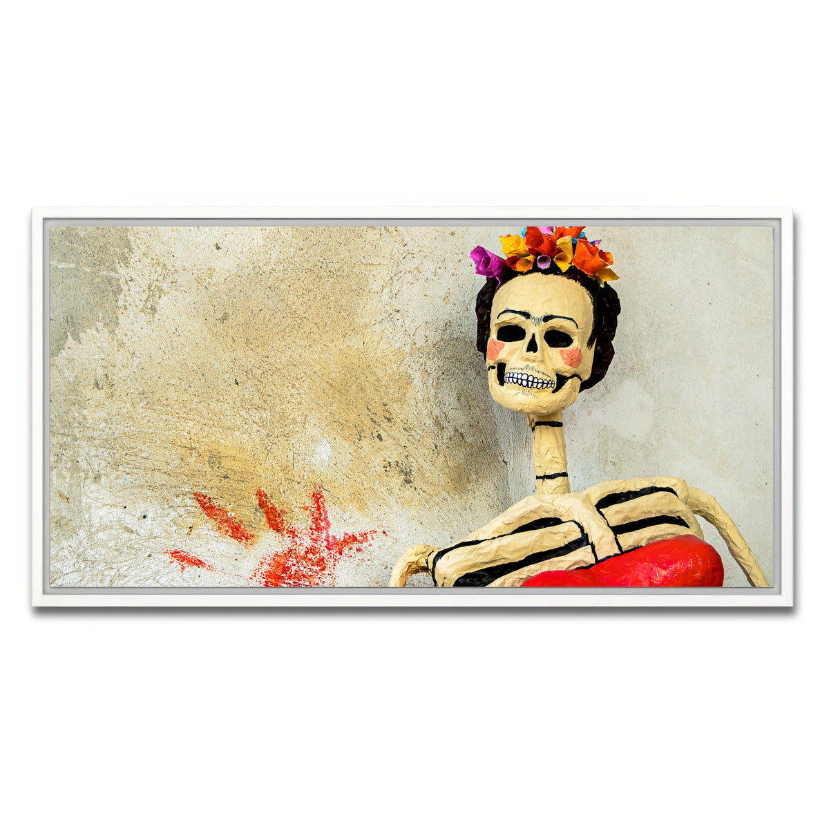 AUTO-MOCKUP WHITE | Day of the dead Catrina Skeleton | 1 Piece | White Framed Canvas | group=2x1