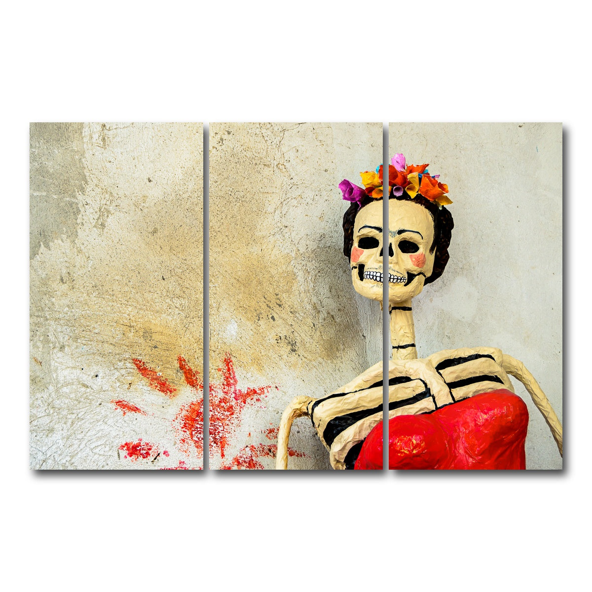 AUTO-MOCKUP WHITE | Day of the dead Catrina Skeleton | 3 Piece | Gallery Wrap Canvas | group=12x24