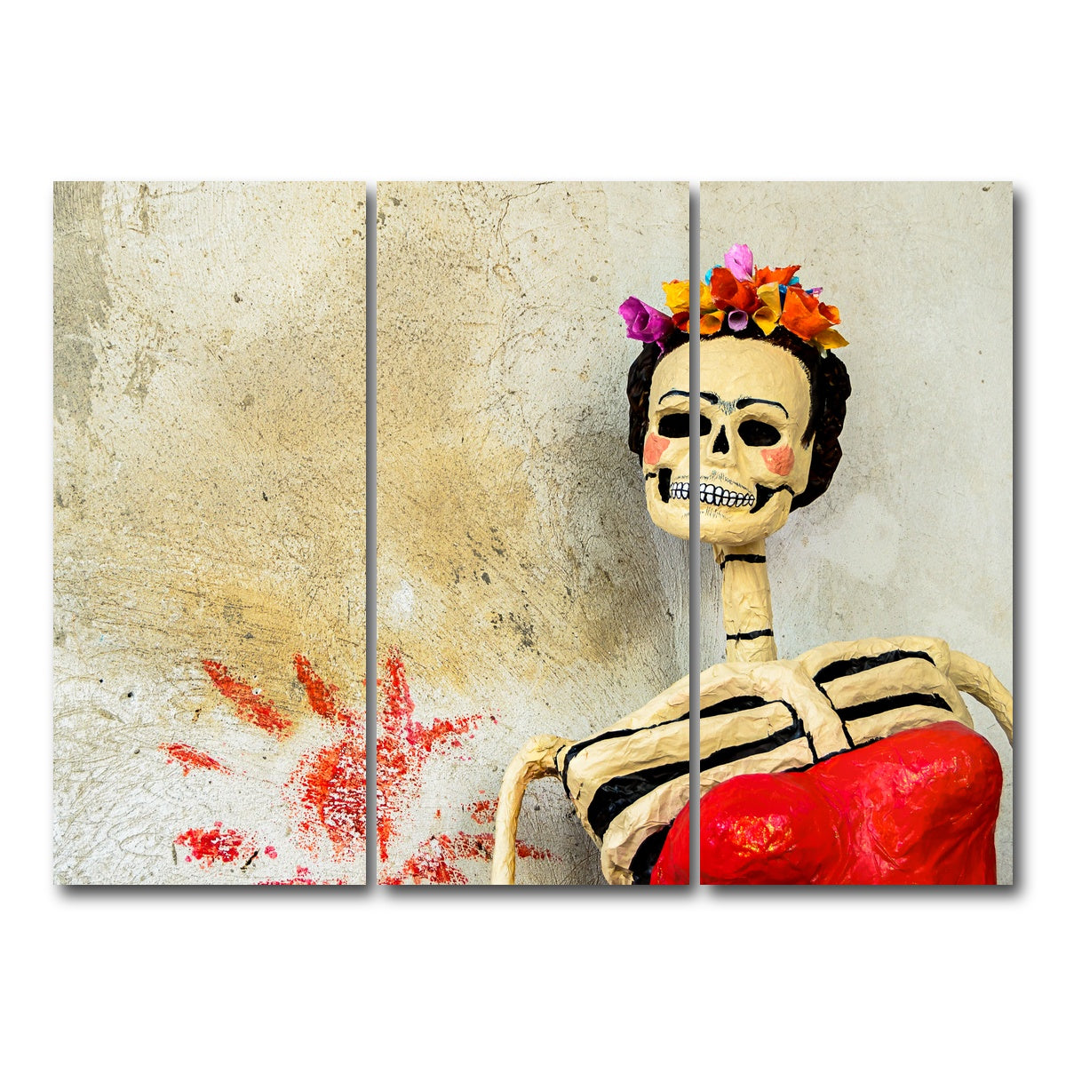 AUTO-MOCKUP WHITE | Day of the dead Catrina Skeleton | 3 Piece | Gallery Wrap Canvas | group=8x18