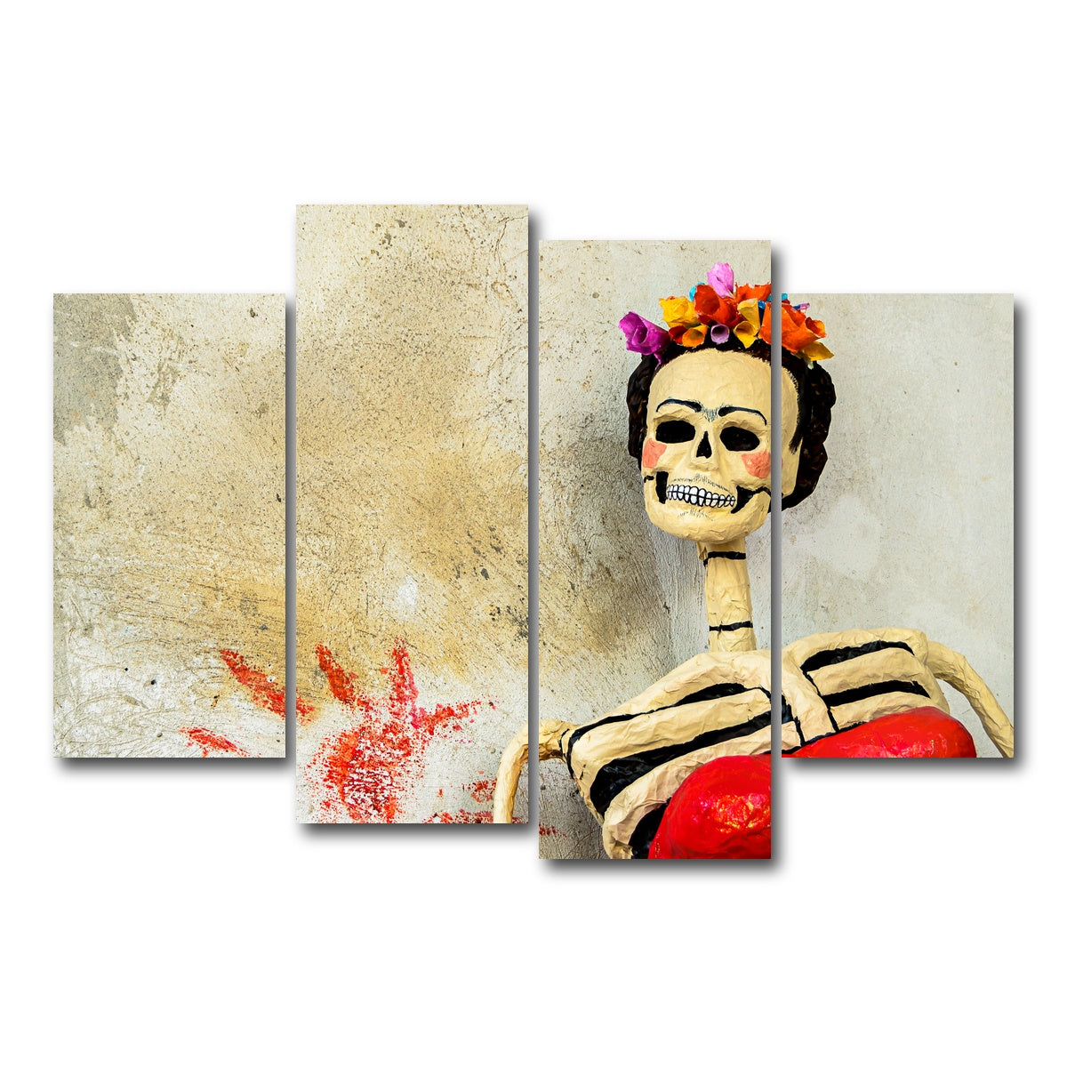AUTO-MOCKUP WHITE | Day of the dead Catrina Skeleton | 4 Piece | Gallery Wrap Canvas | group=4_short