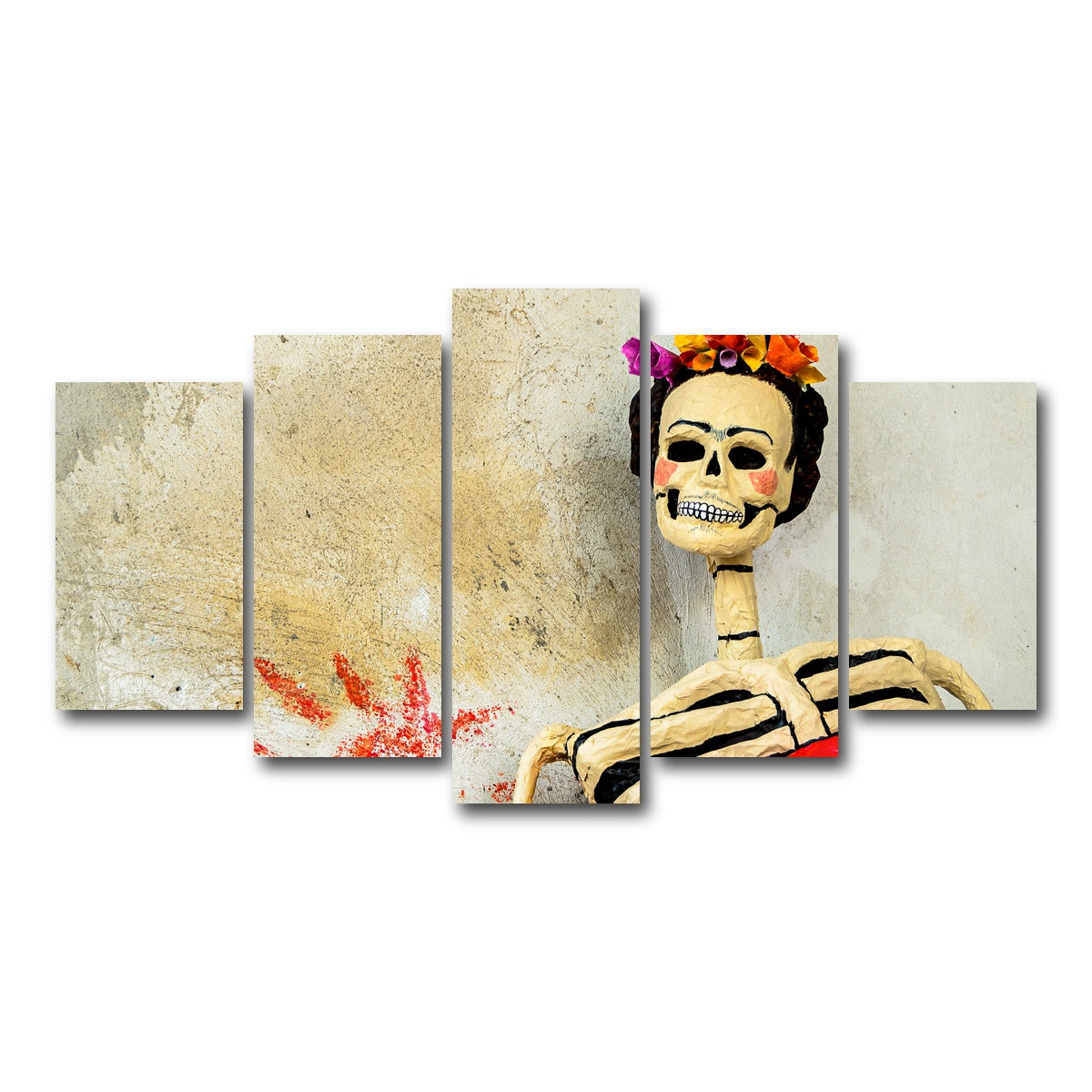 AUTO-MOCKUP WHITE | Day of the dead Catrina Skeleton | 5 Piece | Gallery Wrap Canvas | group=5_normal