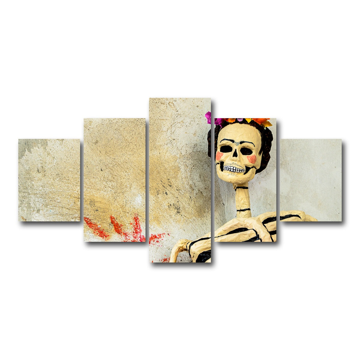 AUTO-MOCKUP WHITE | Day of the dead Catrina Skeleton | 5 Piece | Gallery Wrap Canvas | group=5_short