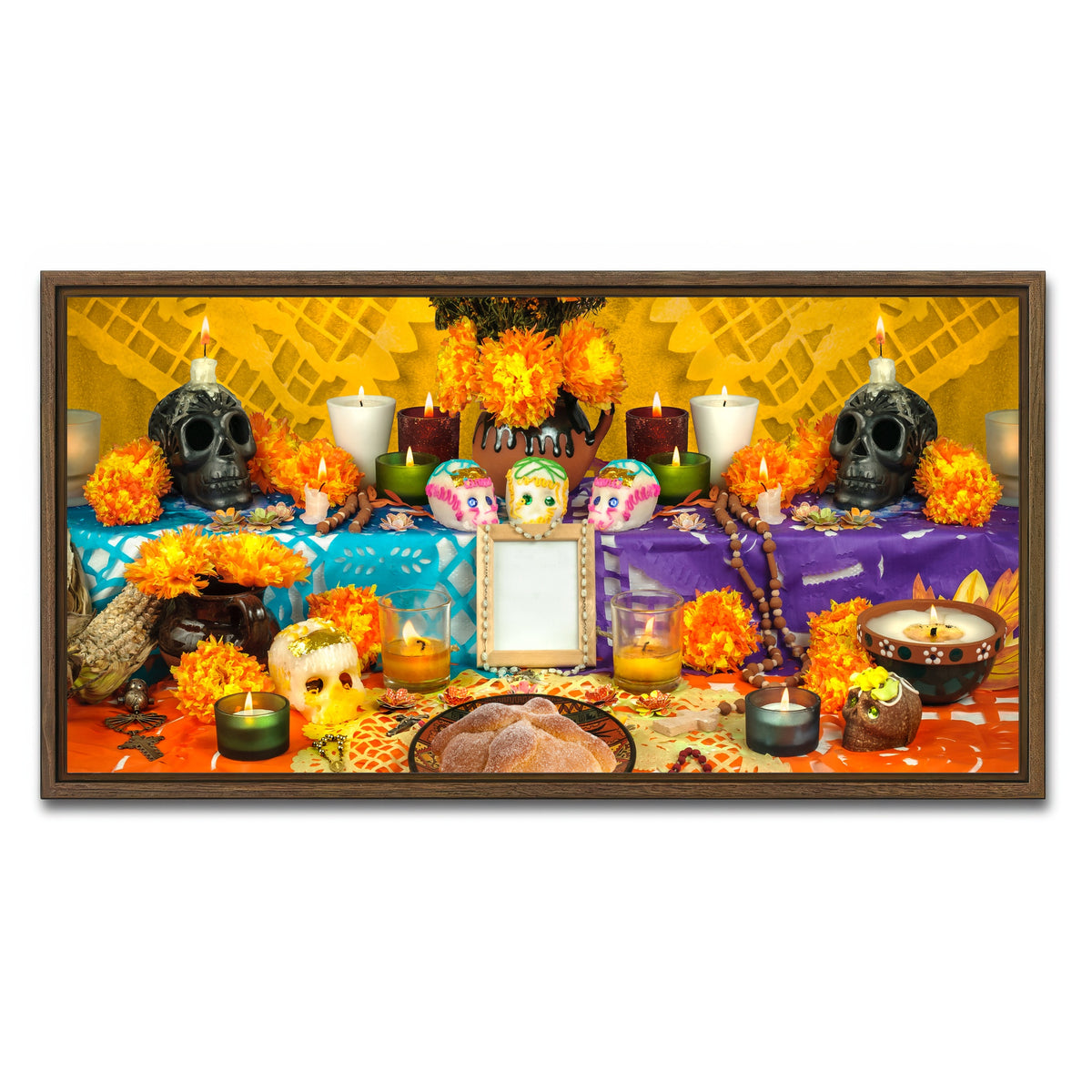 AUTO-MOCKUP WHITE | Day of the dead altar | 1 Piece | Walnut Framed Canvas | group=2x1