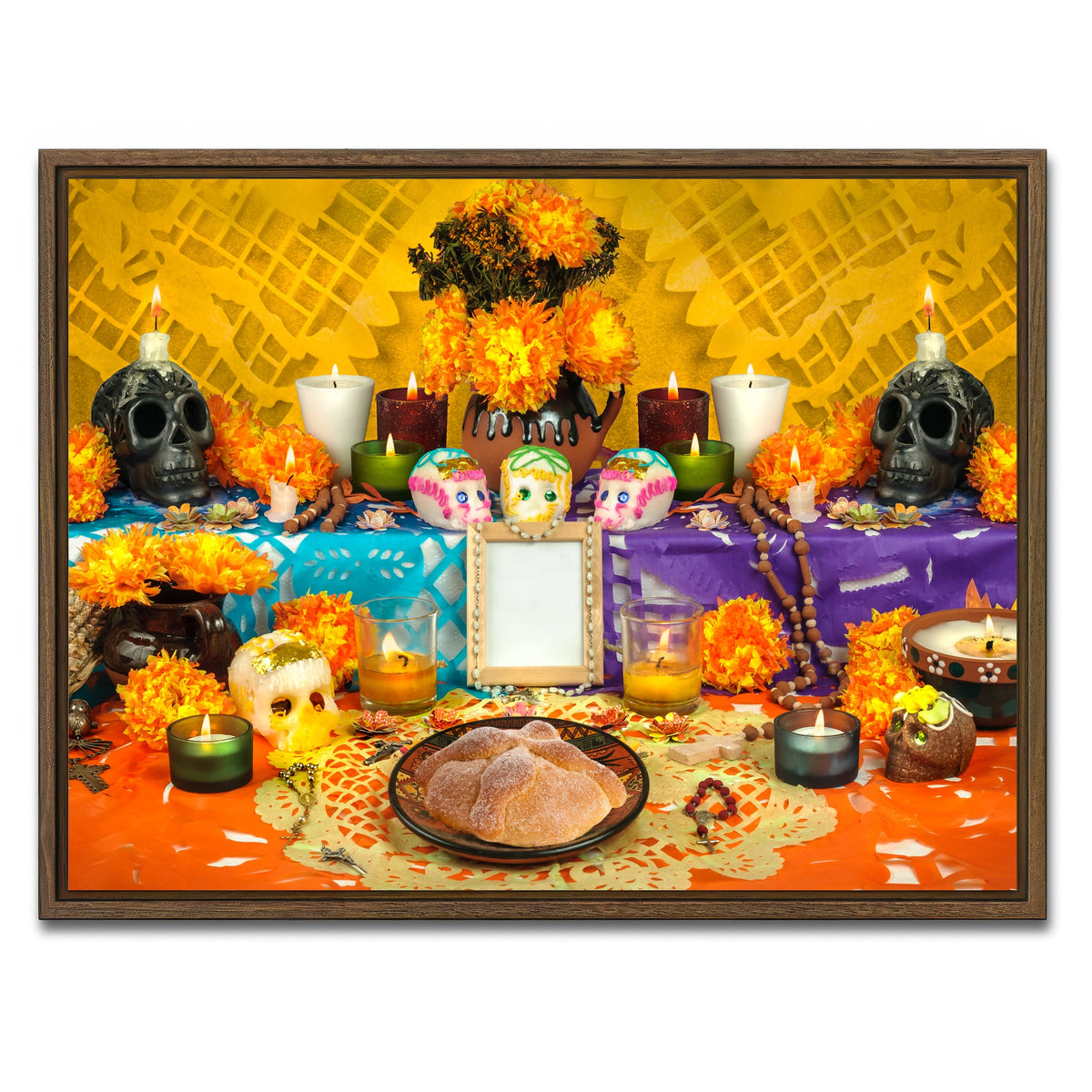 AUTO-MOCKUP WHITE | Day of the dead altar | 1 Piece | Walnut Framed Canvas | group=4x3