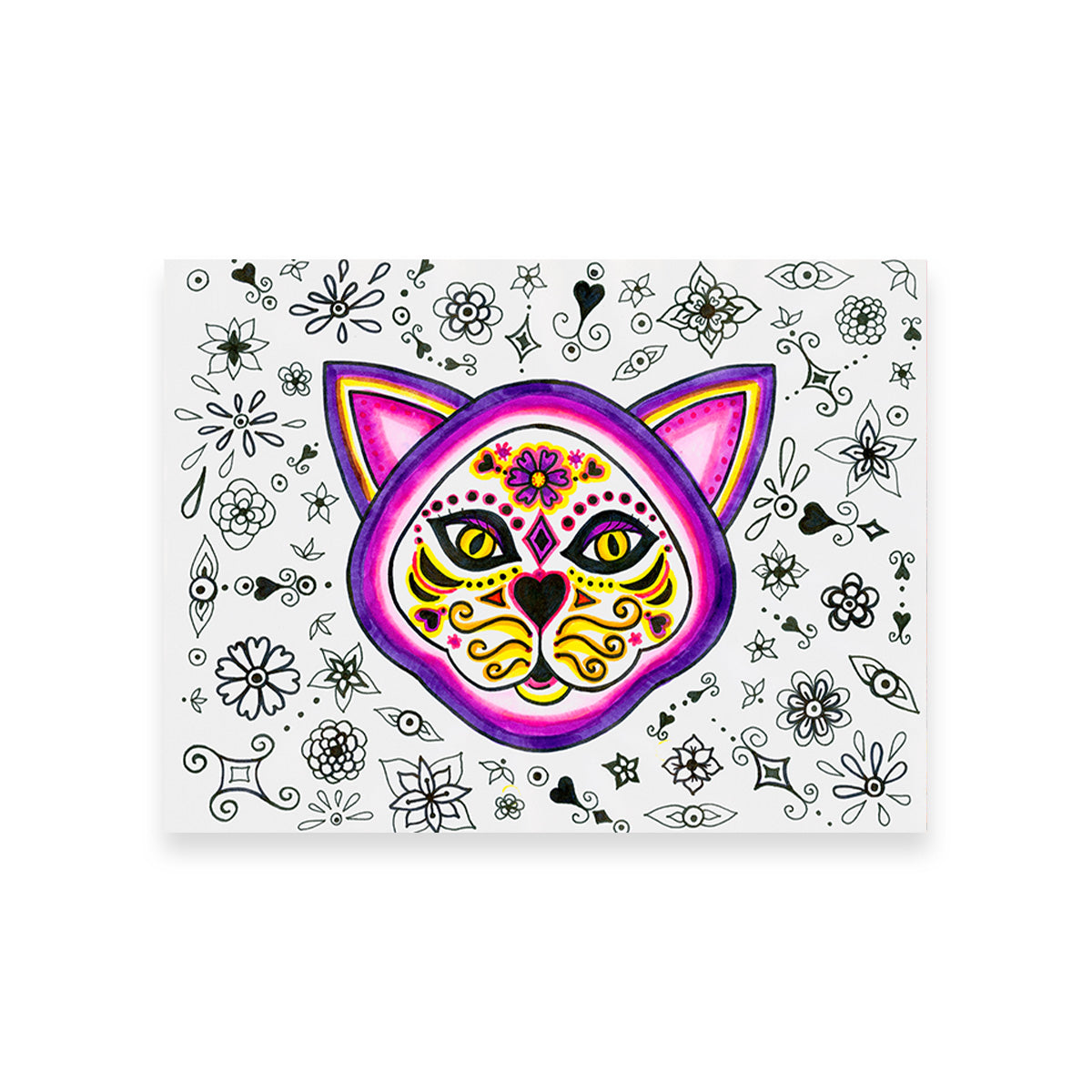 Day of the Dead Cat Skeleton Wall Art