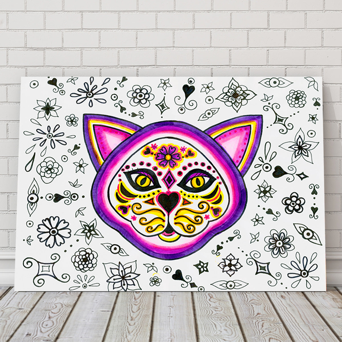 Day of the Dead Cat Skeleton Wall Art