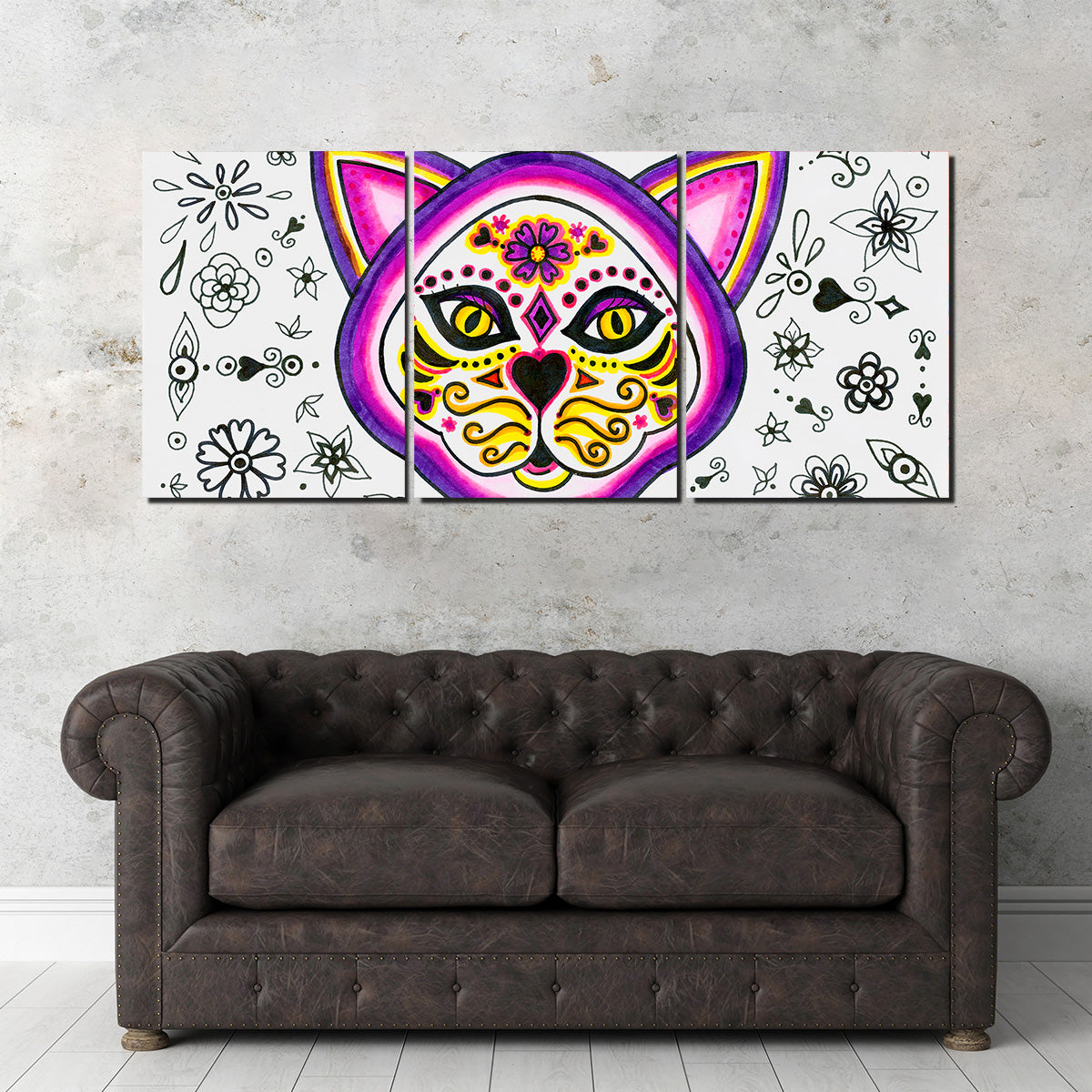 Day of the Dead Cat Skeleton Wall Art